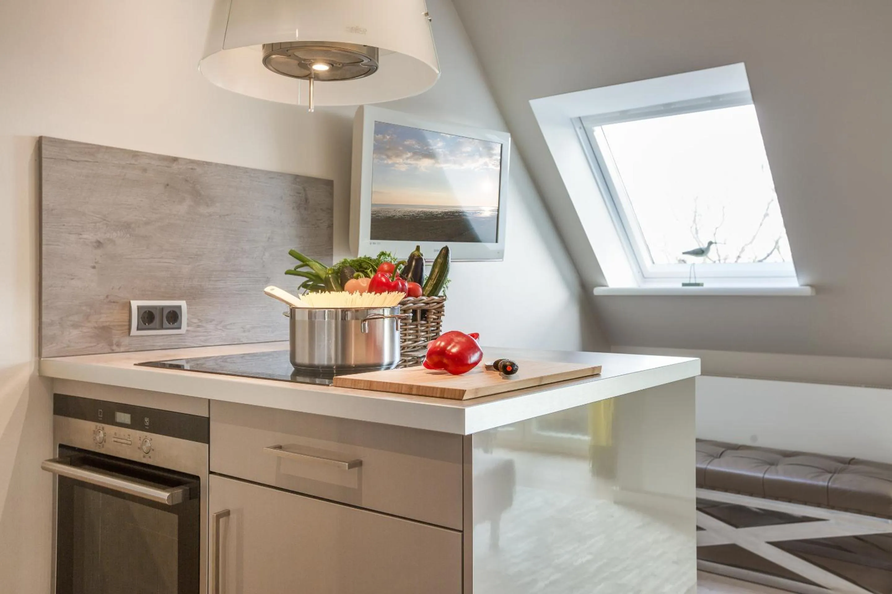 Kitchen or kitchenette in Apartmenthotel am Leuchtturm