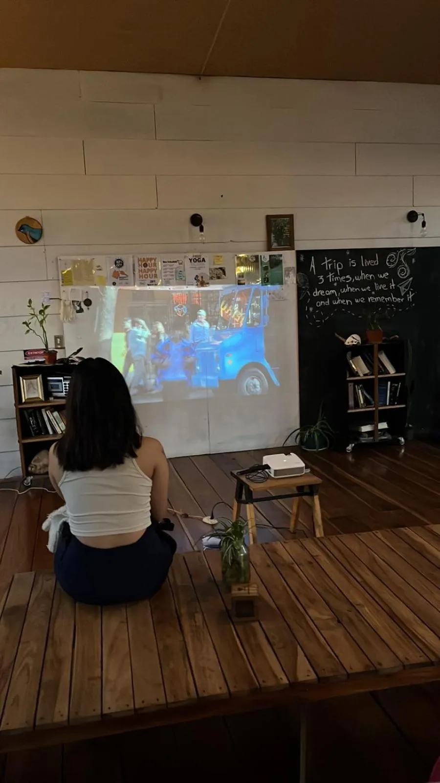 Communal lounge/ TV room in OutBox Inn