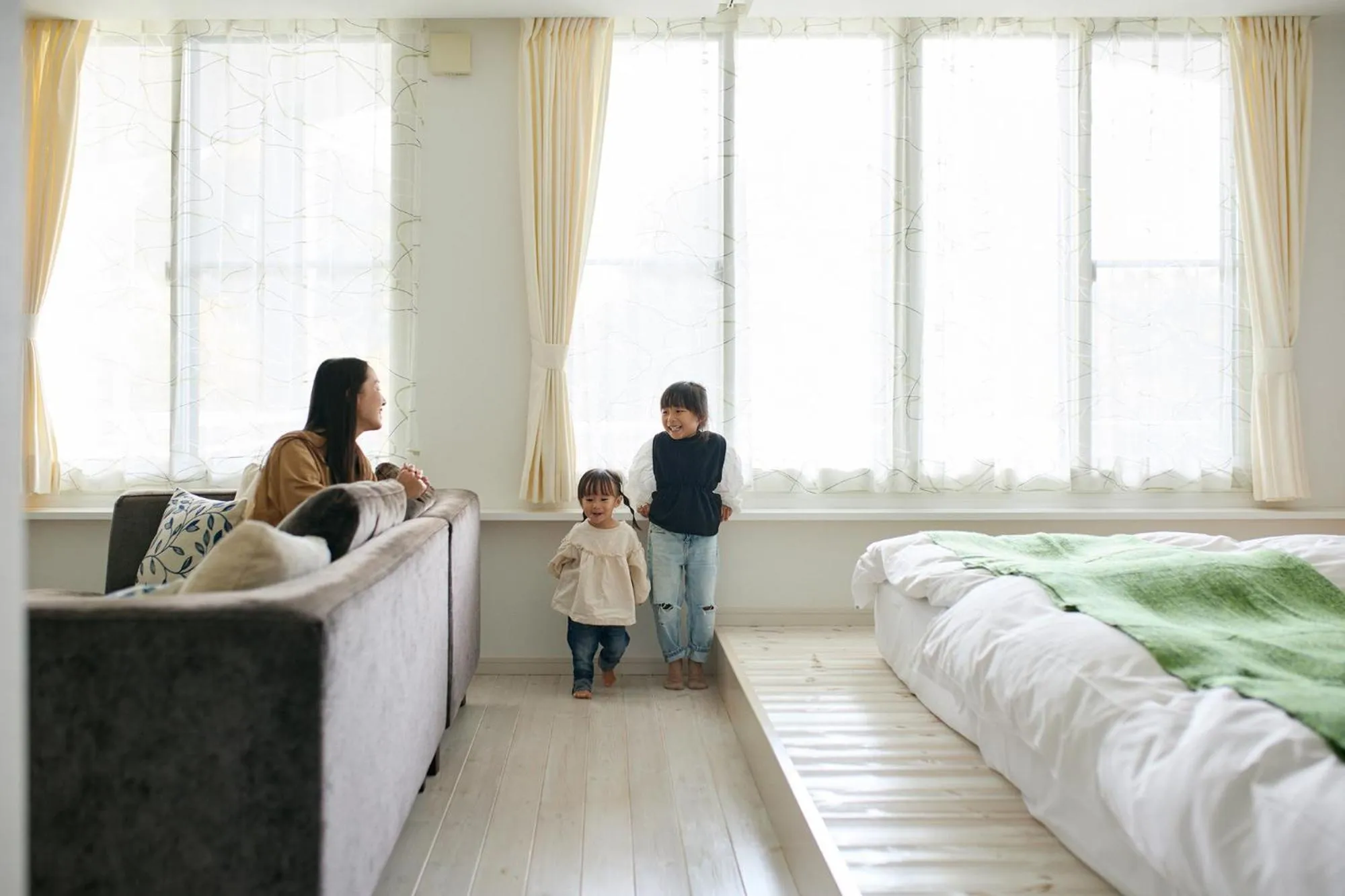 Living room, Bed in Holiday House Green Garden