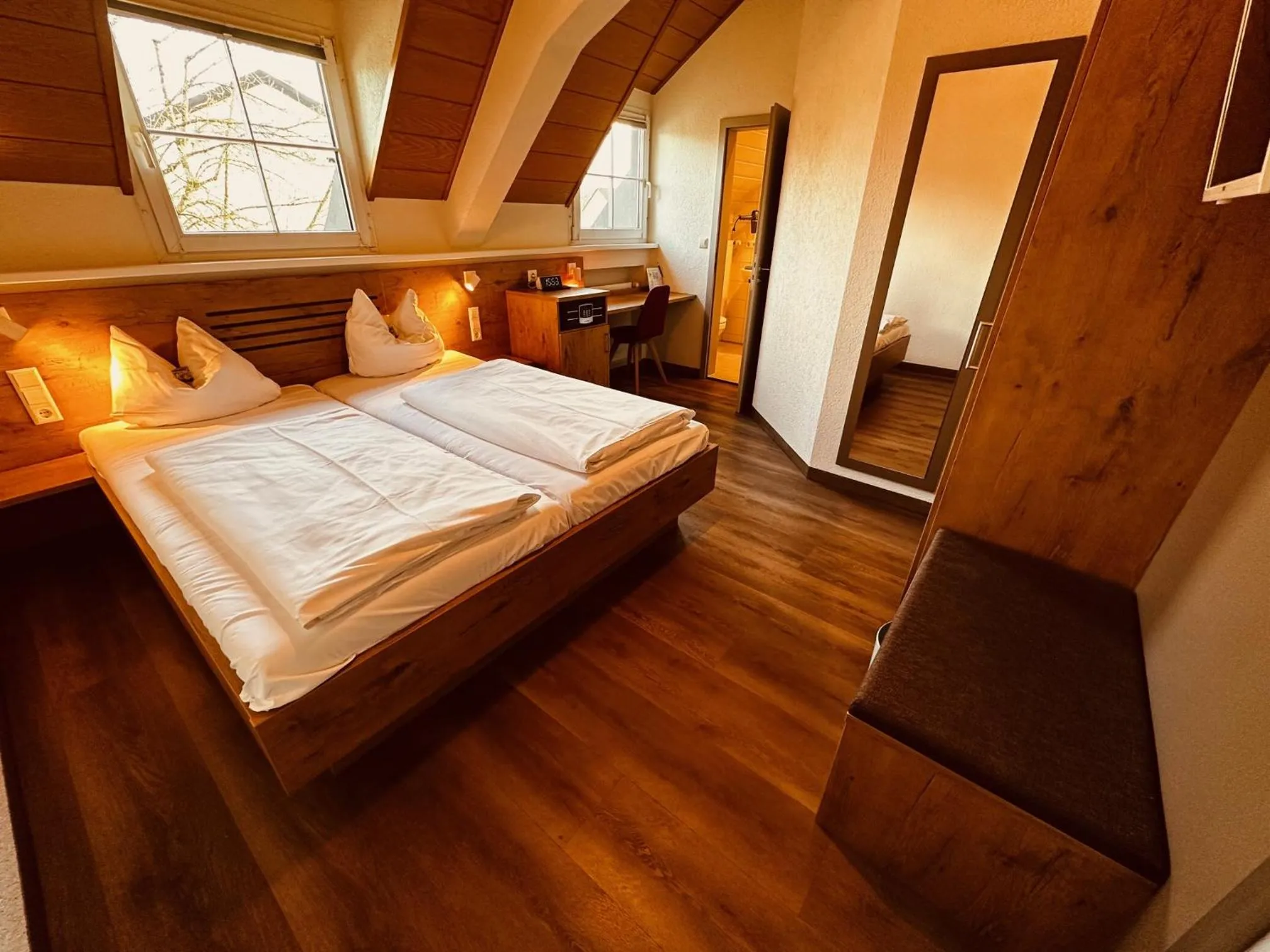 Photo of the whole room, Bed in Hotel und Wirtshaus Löwen