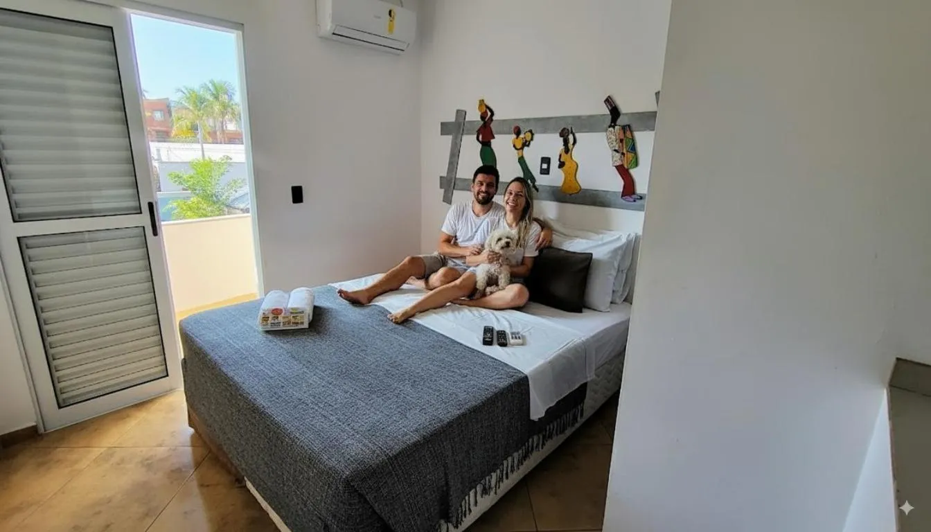 Bed in Hotel Pousada Iracemar - Piscina Aquecida