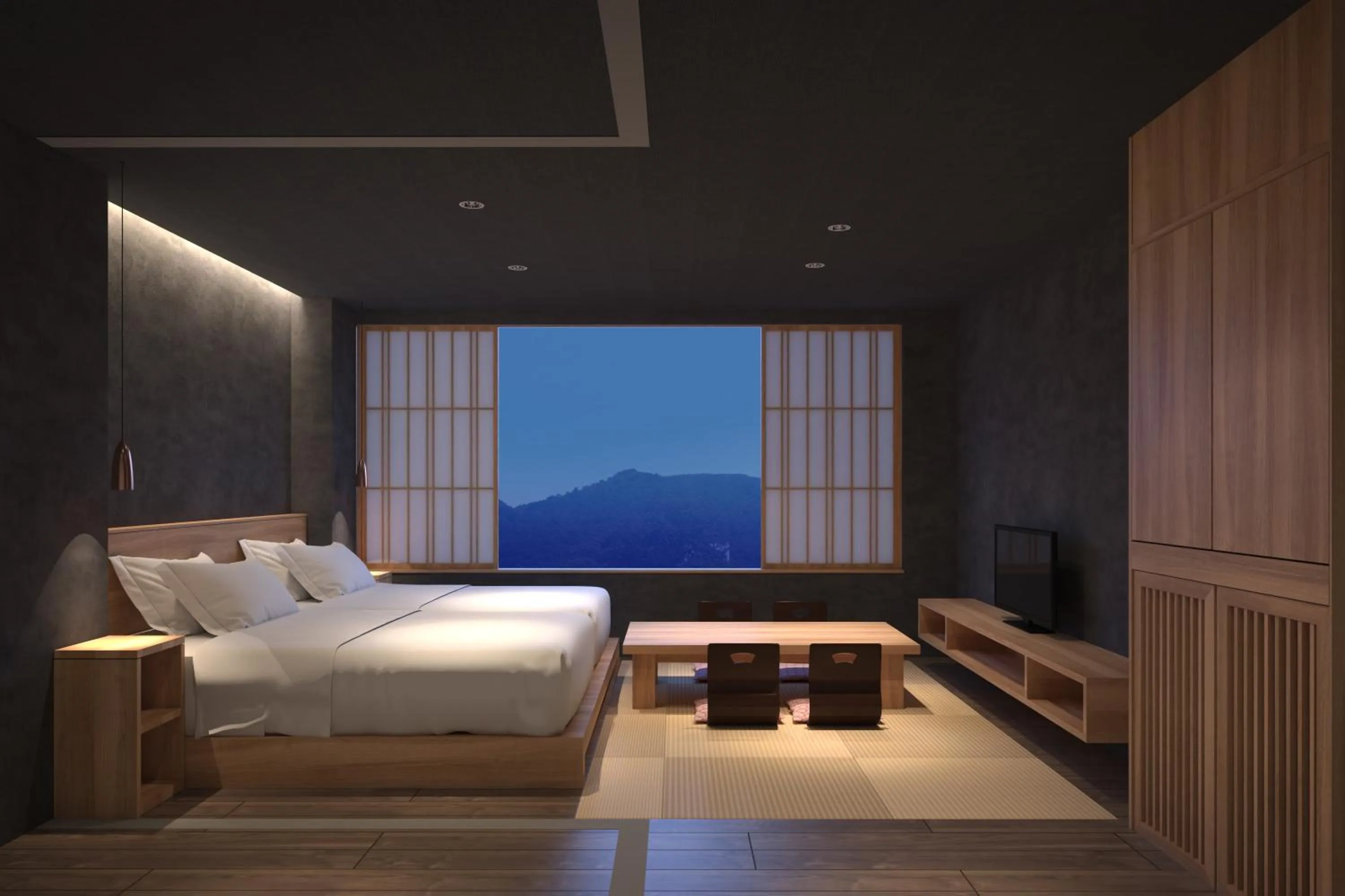 Bed in Aizu Higashiyama Onsen "Tsuki no Akari" self-service INN