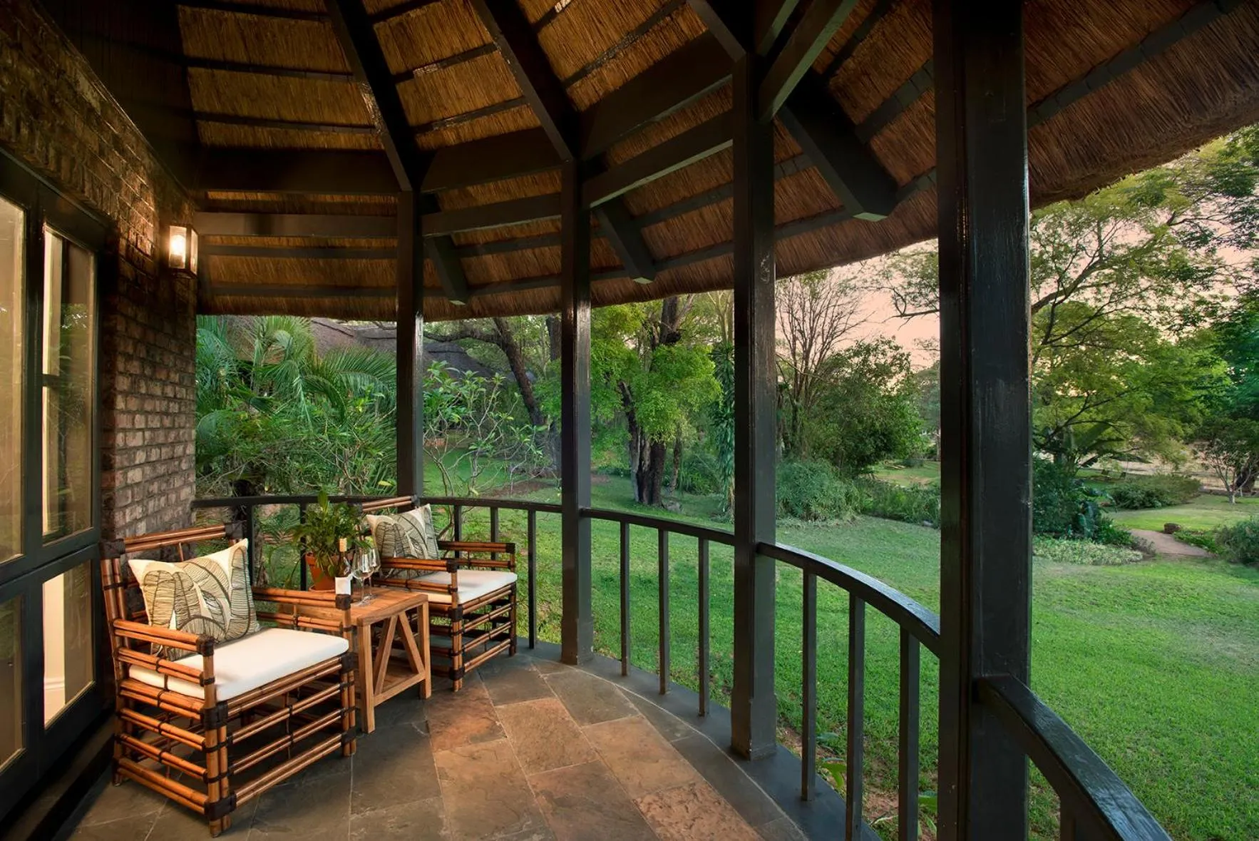 Patio in Anantara Stanley & Livingstone Victoria Falls Hotel