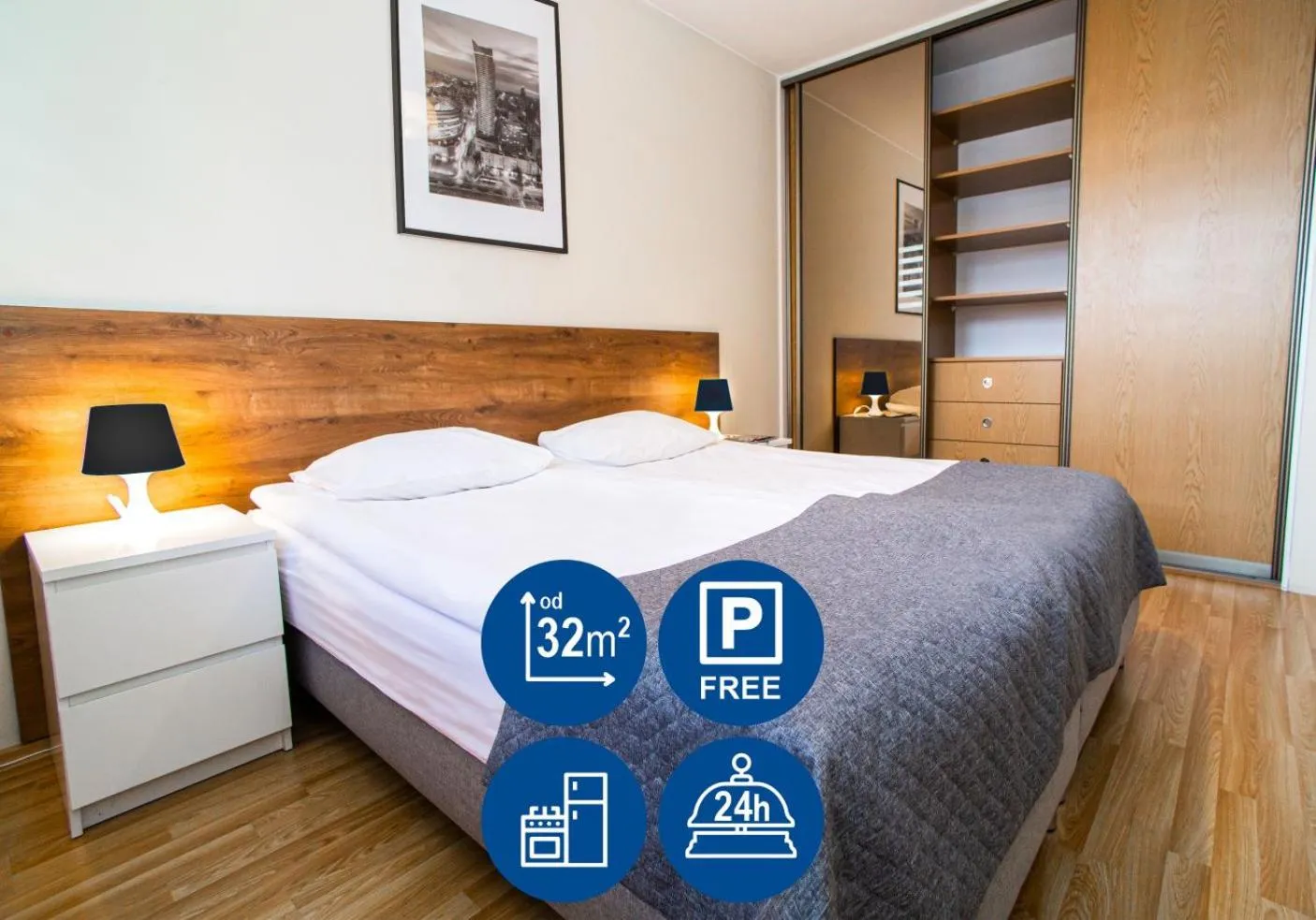 Bed in Warsaw Apartments - Apartamenty Wilanów