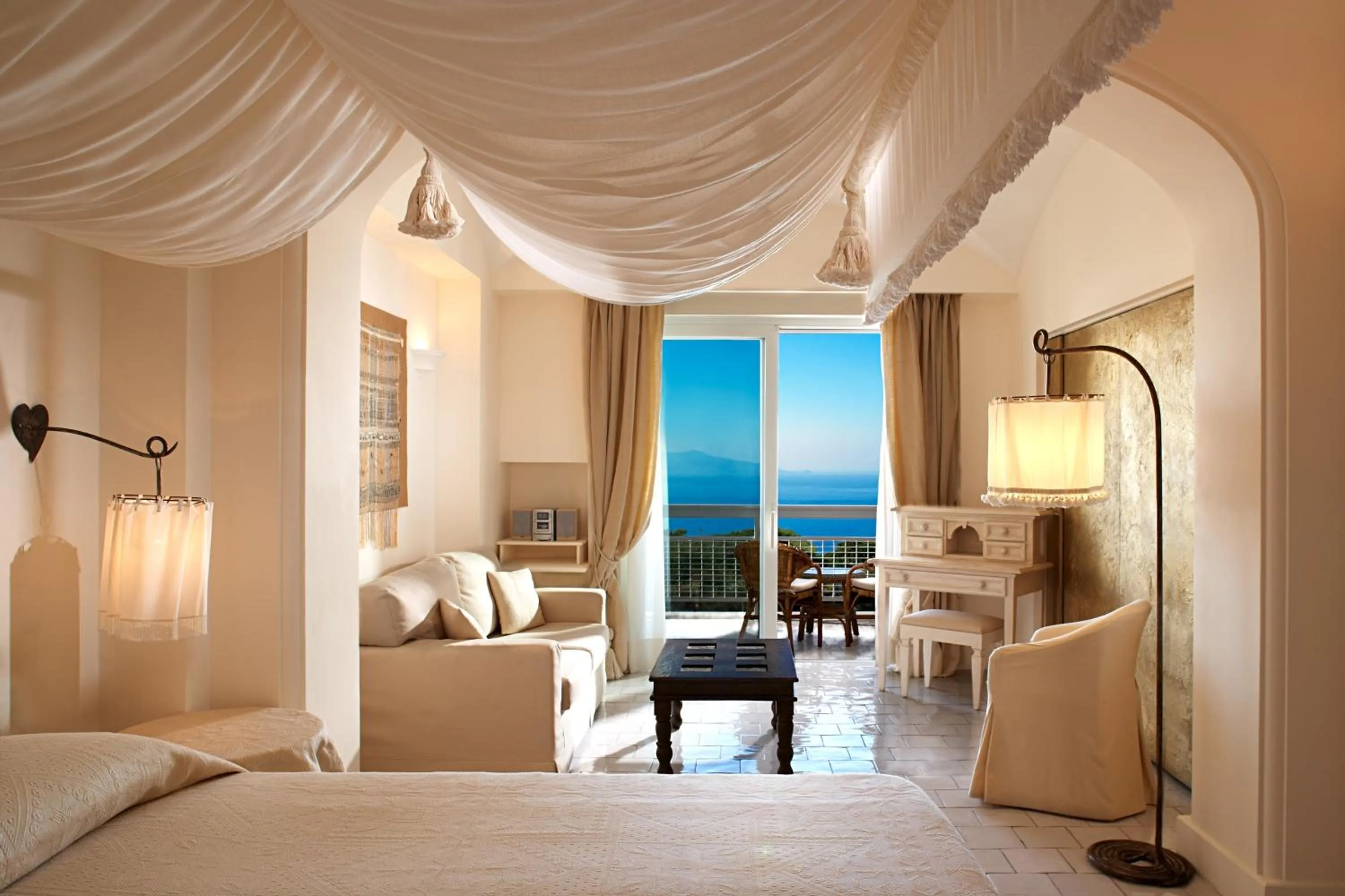View (from property/room), Bed in Jumeirah Capri Palace