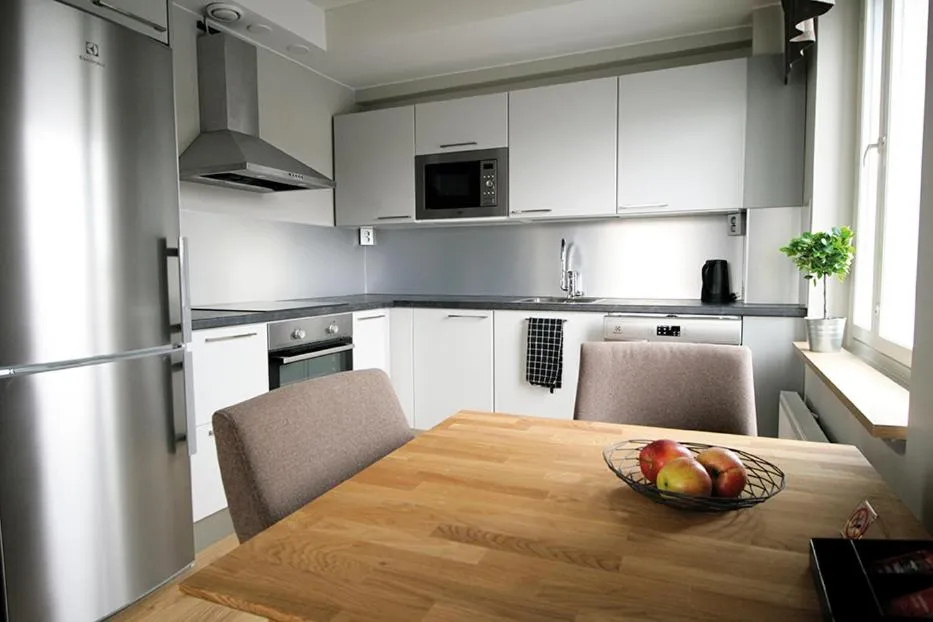 Kitchen or kitchenette in Hotelli Toivola