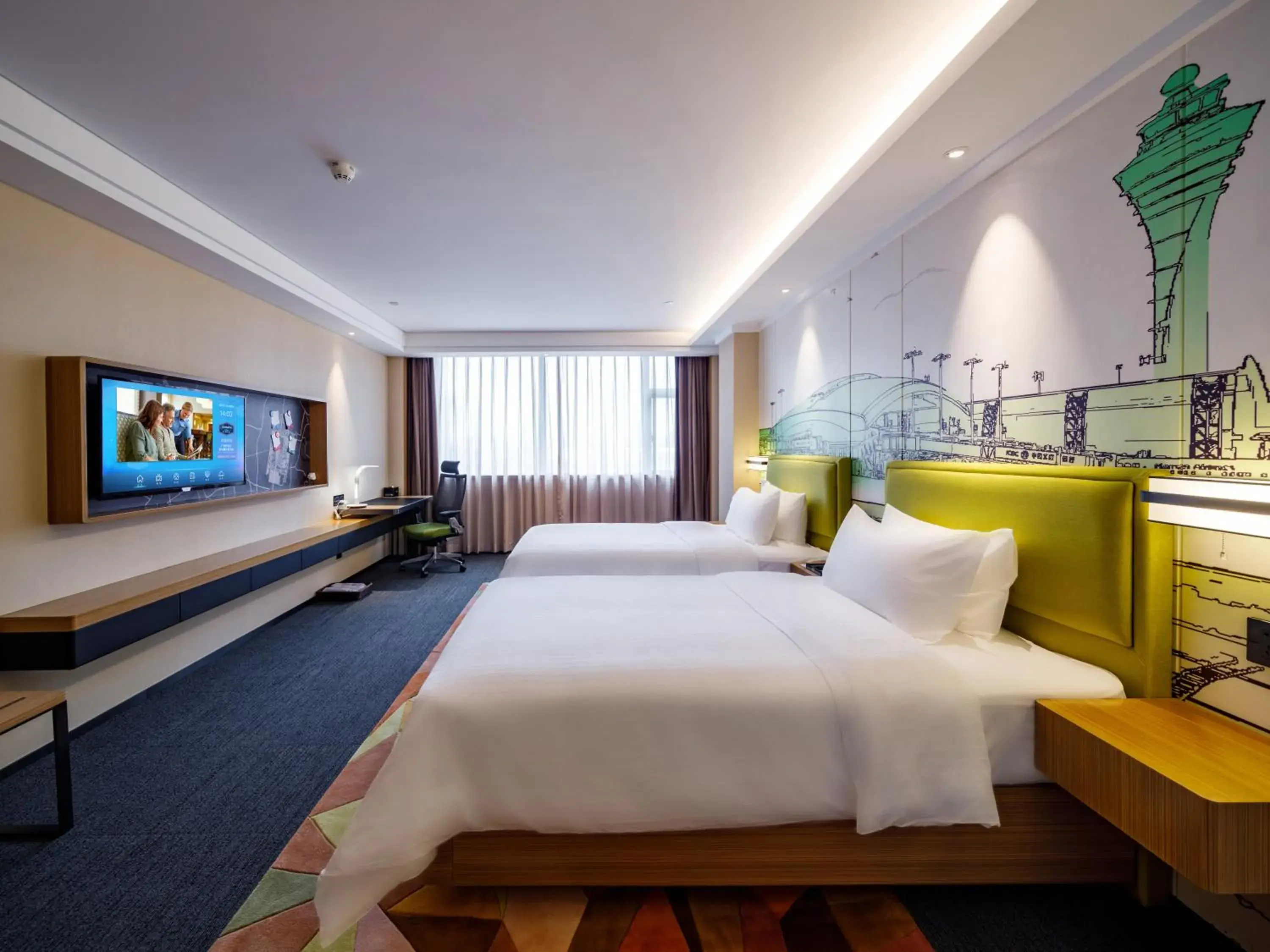 Double Room with Two Double Beds in Hampton by Hilton Guangzhou Baiyun Airport North Double Room with Two Double Beds in Hampton by Hilton Guangzhou Baiyun Airport North