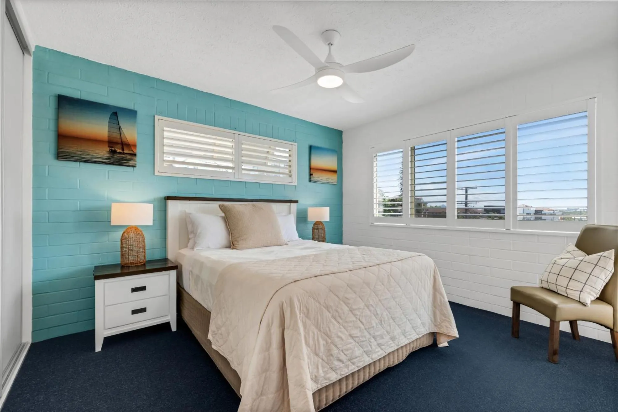 Bedroom, Bed in Surf Dance Apartments