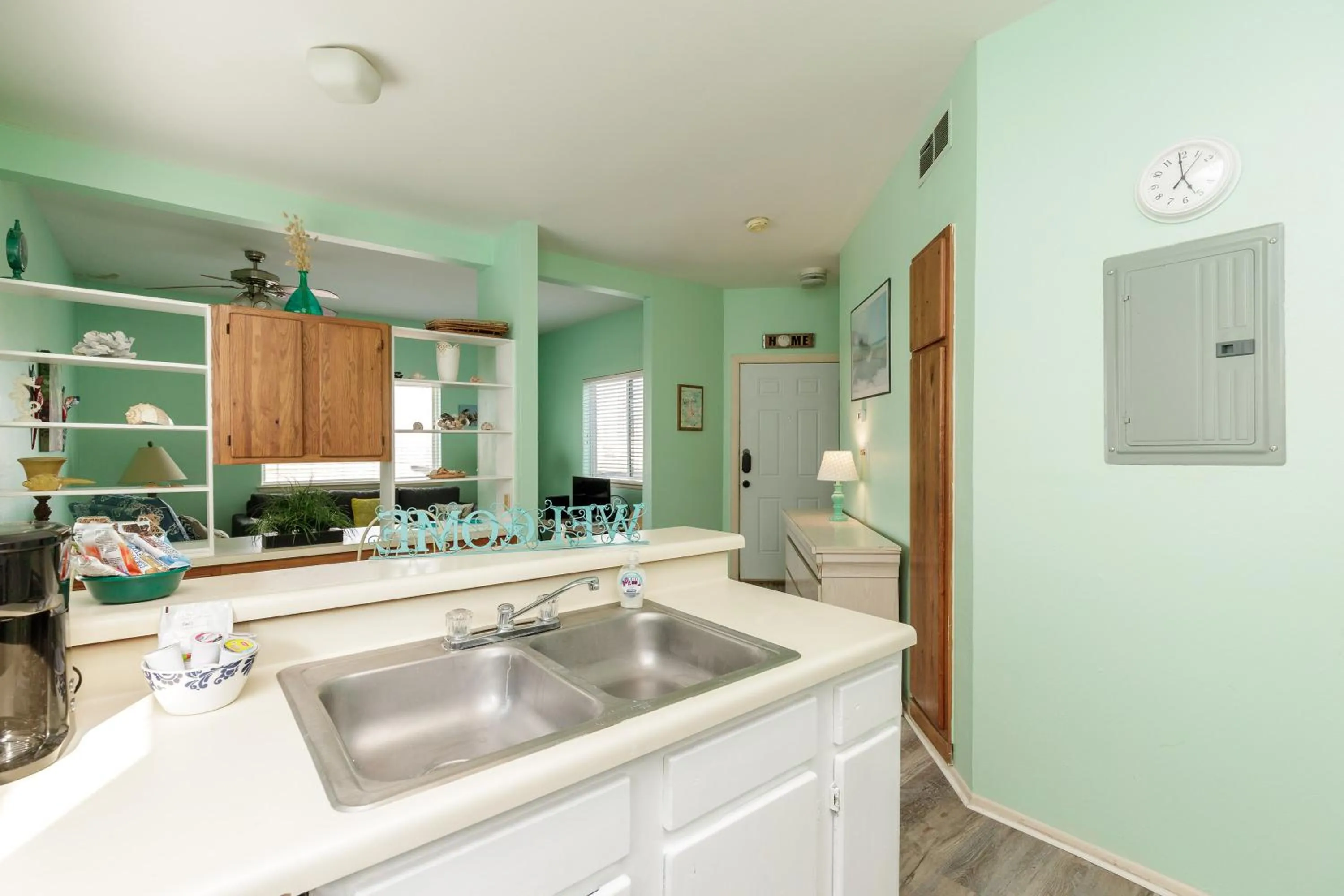 kitchen in Charming family condo - walking distance to beach by Mustang Island, Sleeps Four, 2025 Traveler Award