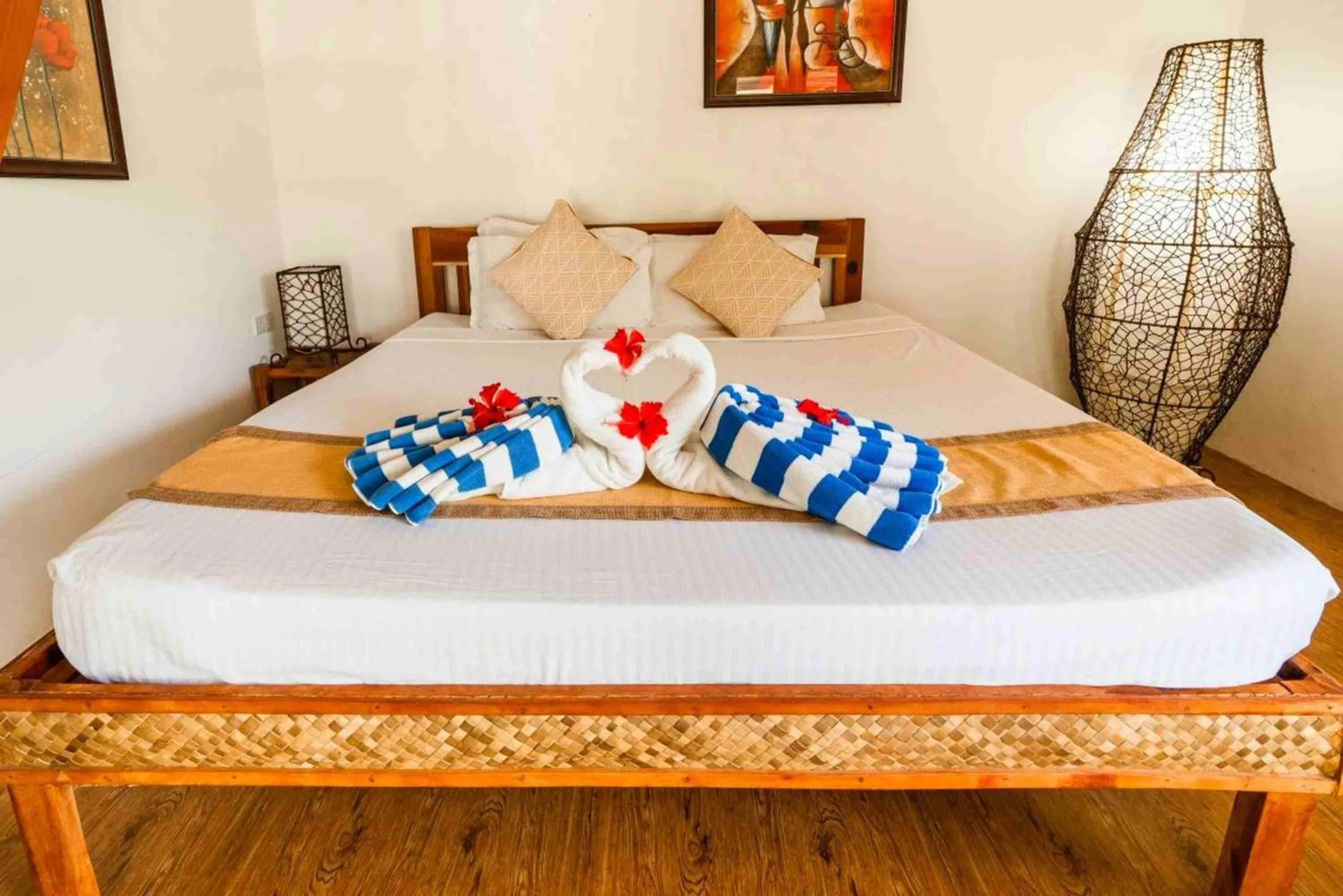 Bed in Romantic Beach Villas