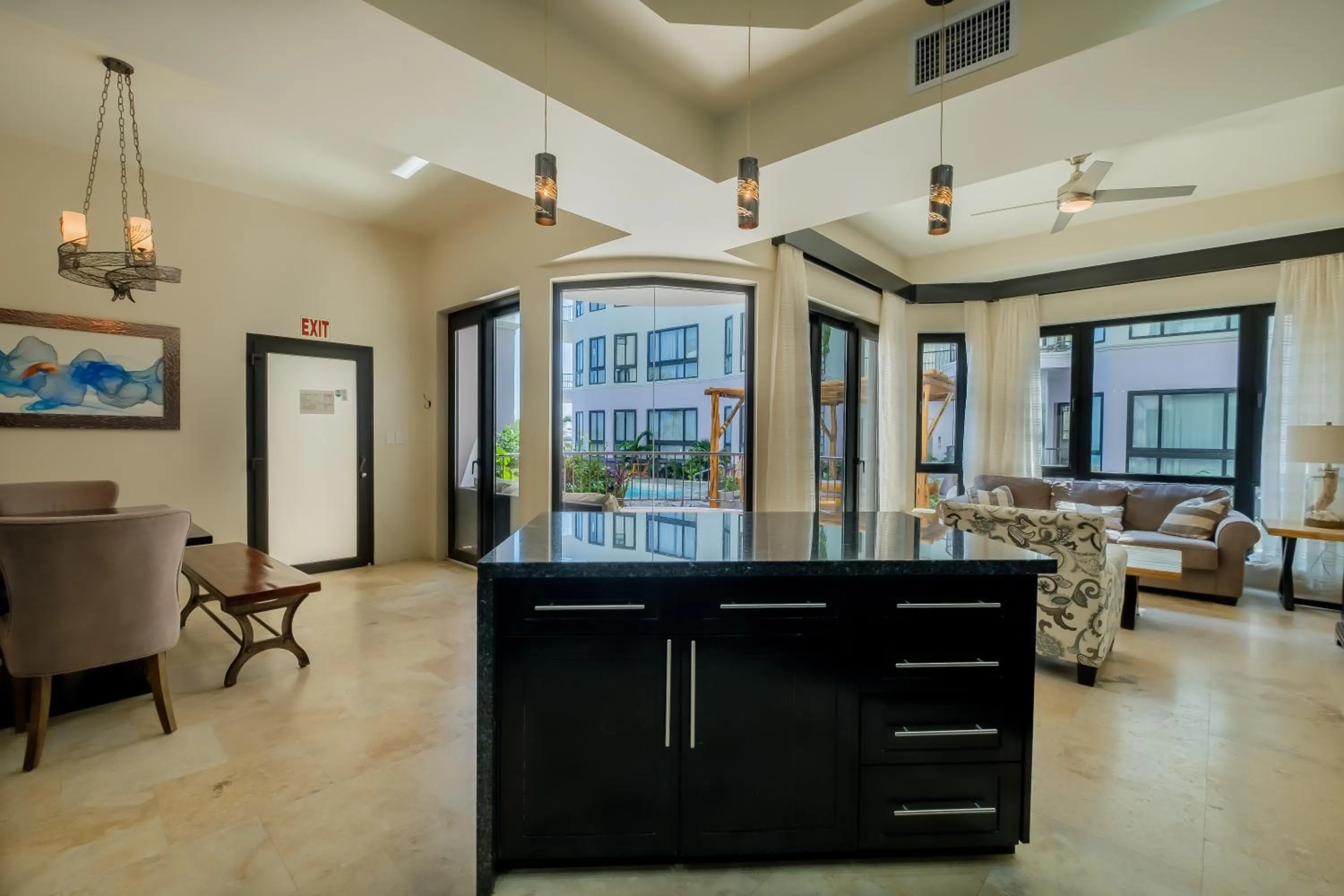 Living room in Diamante Beachfront Suites