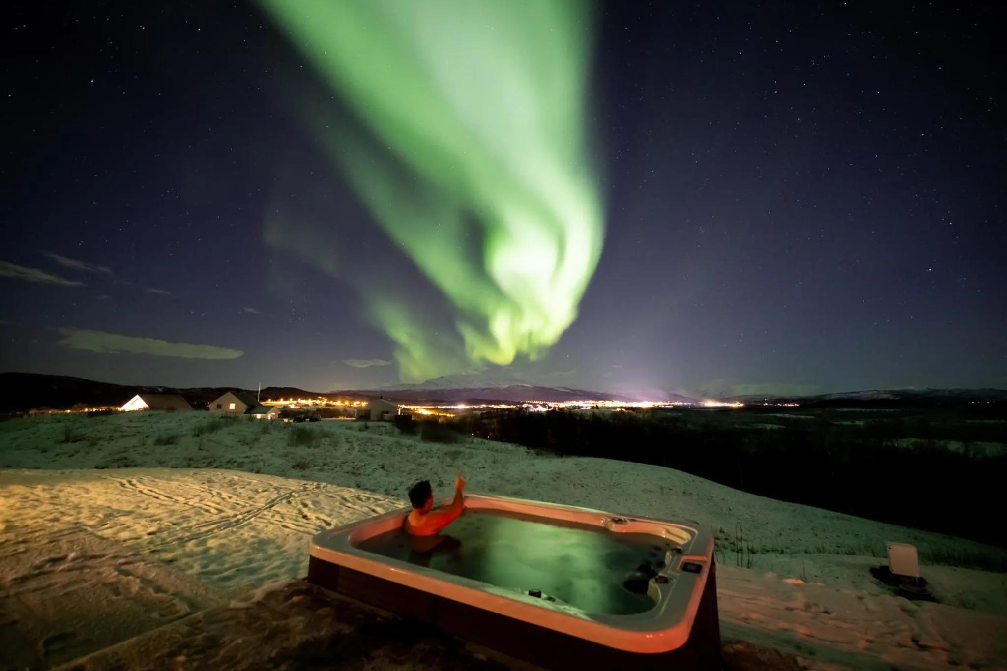 People in Aurora Borealis Observatory