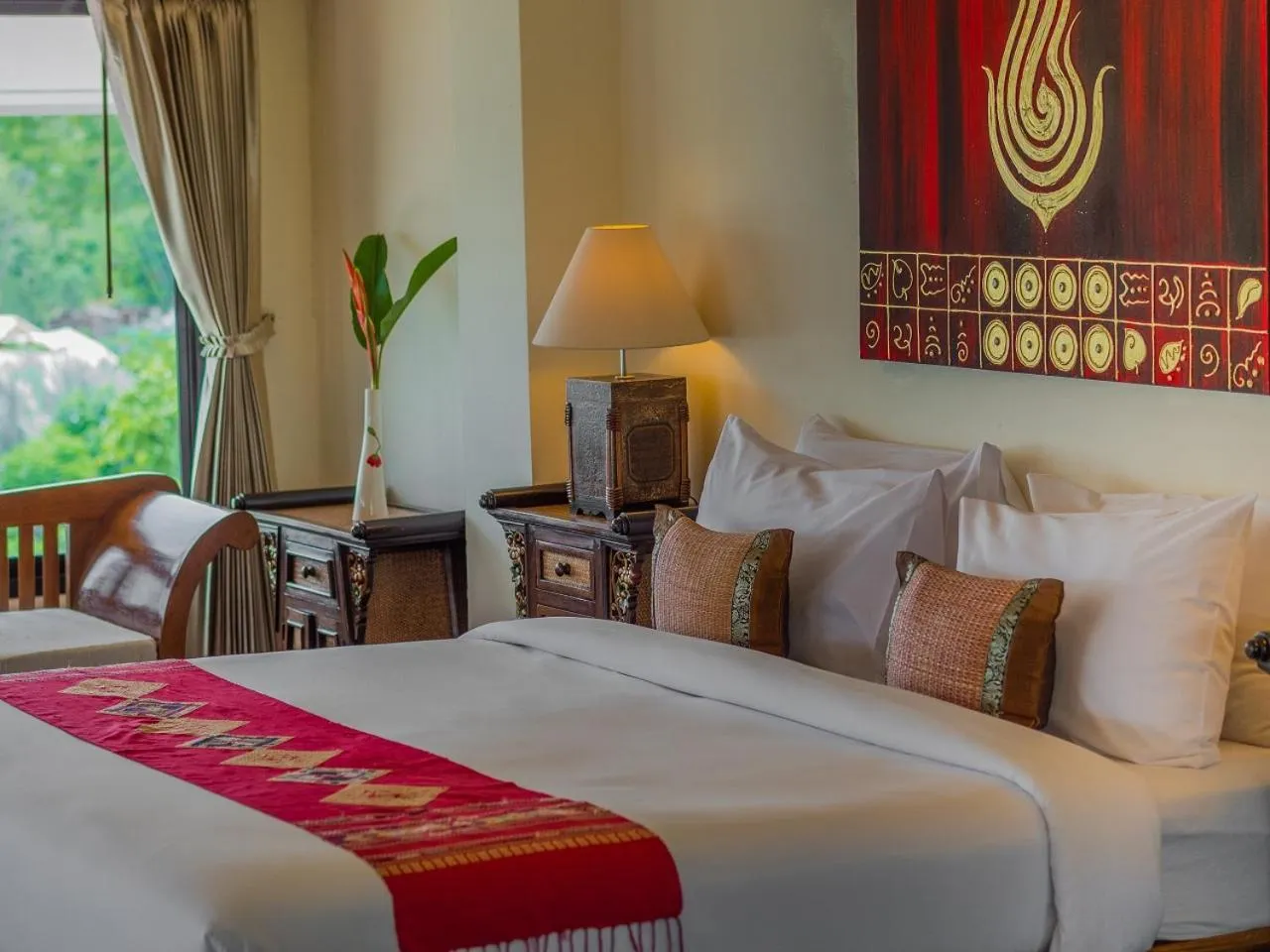 Bed in Chiangkhan River Mountain Resort