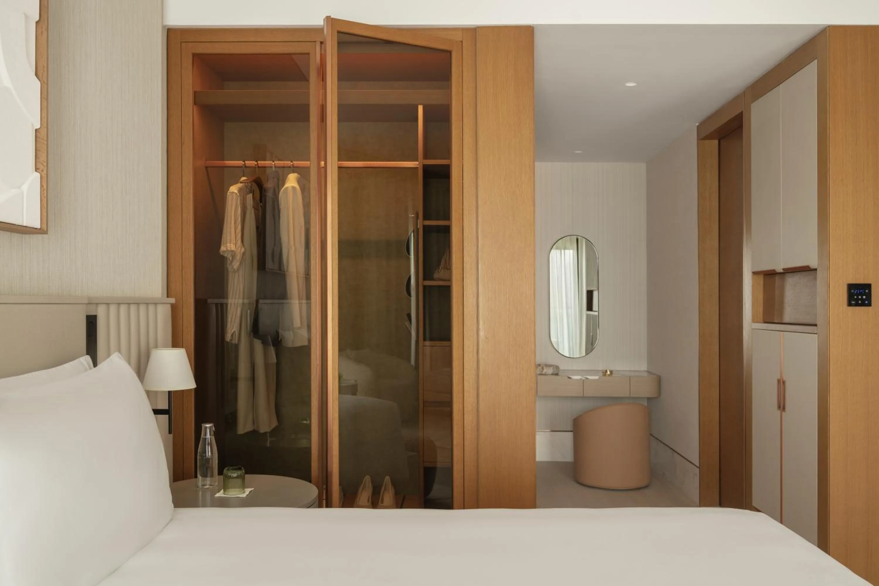 wardrobe, Bed in Delano Dubai at Bluewaters