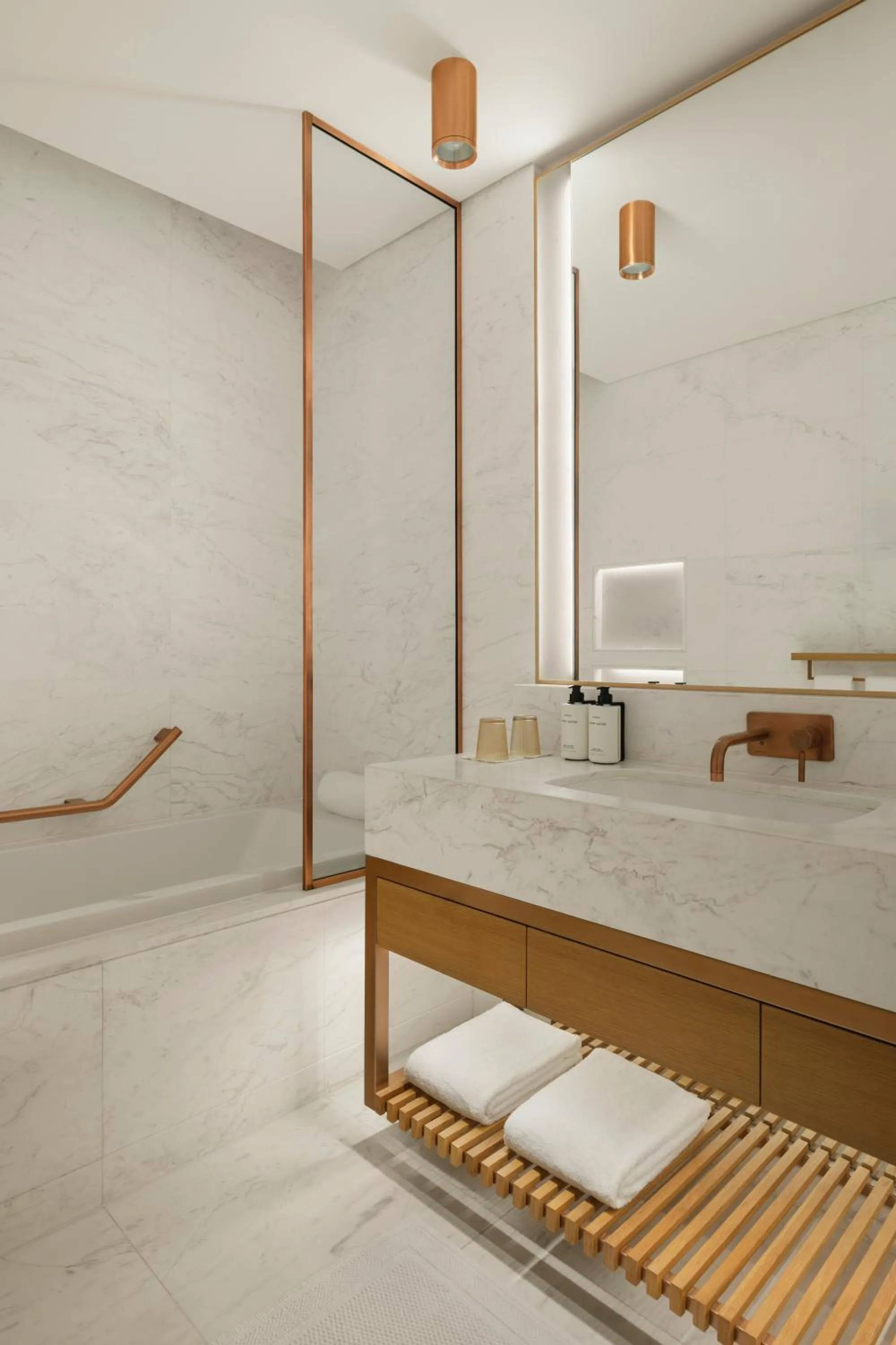 Bathroom, Bed in Delano Dubai at Bluewaters