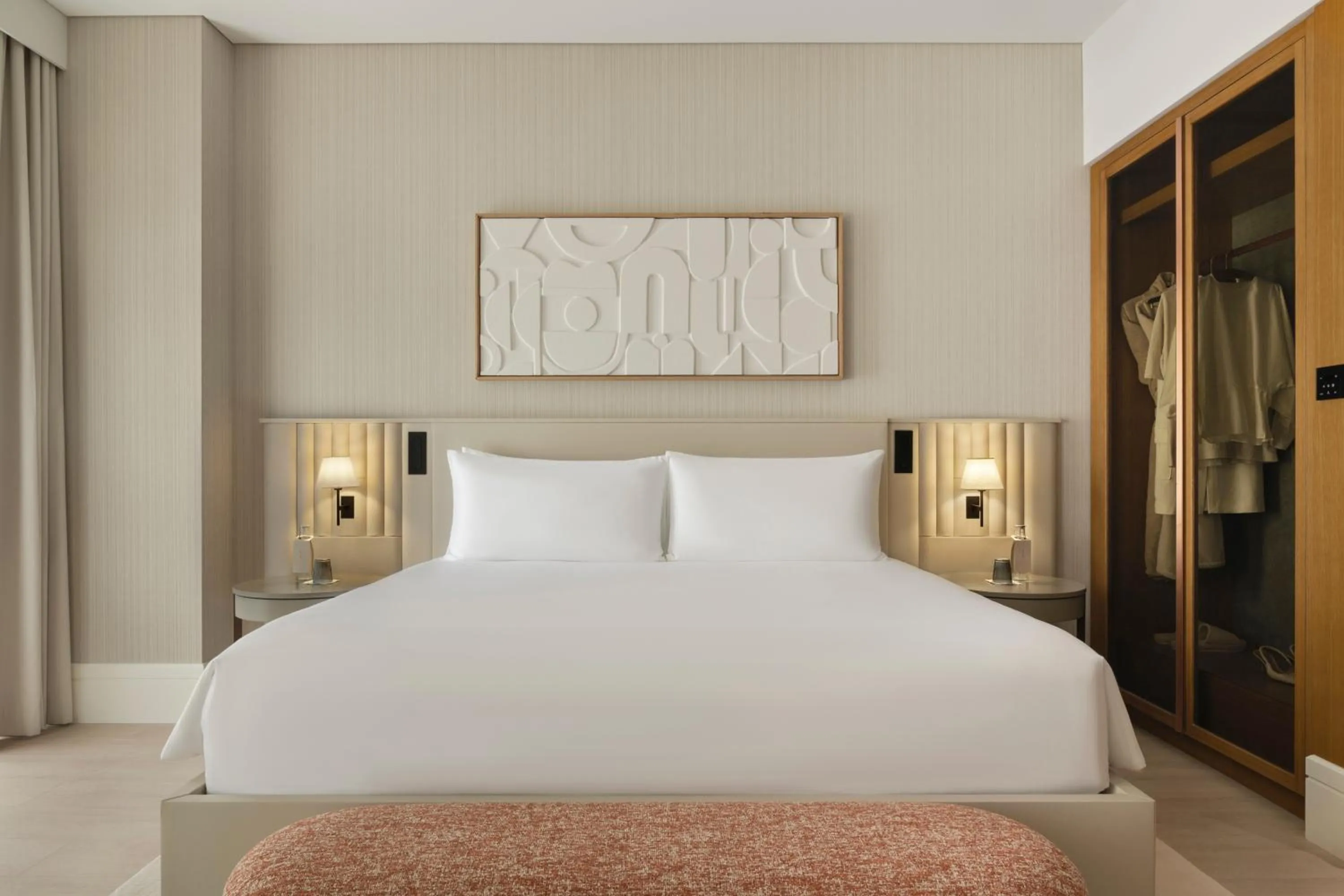 Bedroom, Bed in Delano Dubai at Bluewaters
