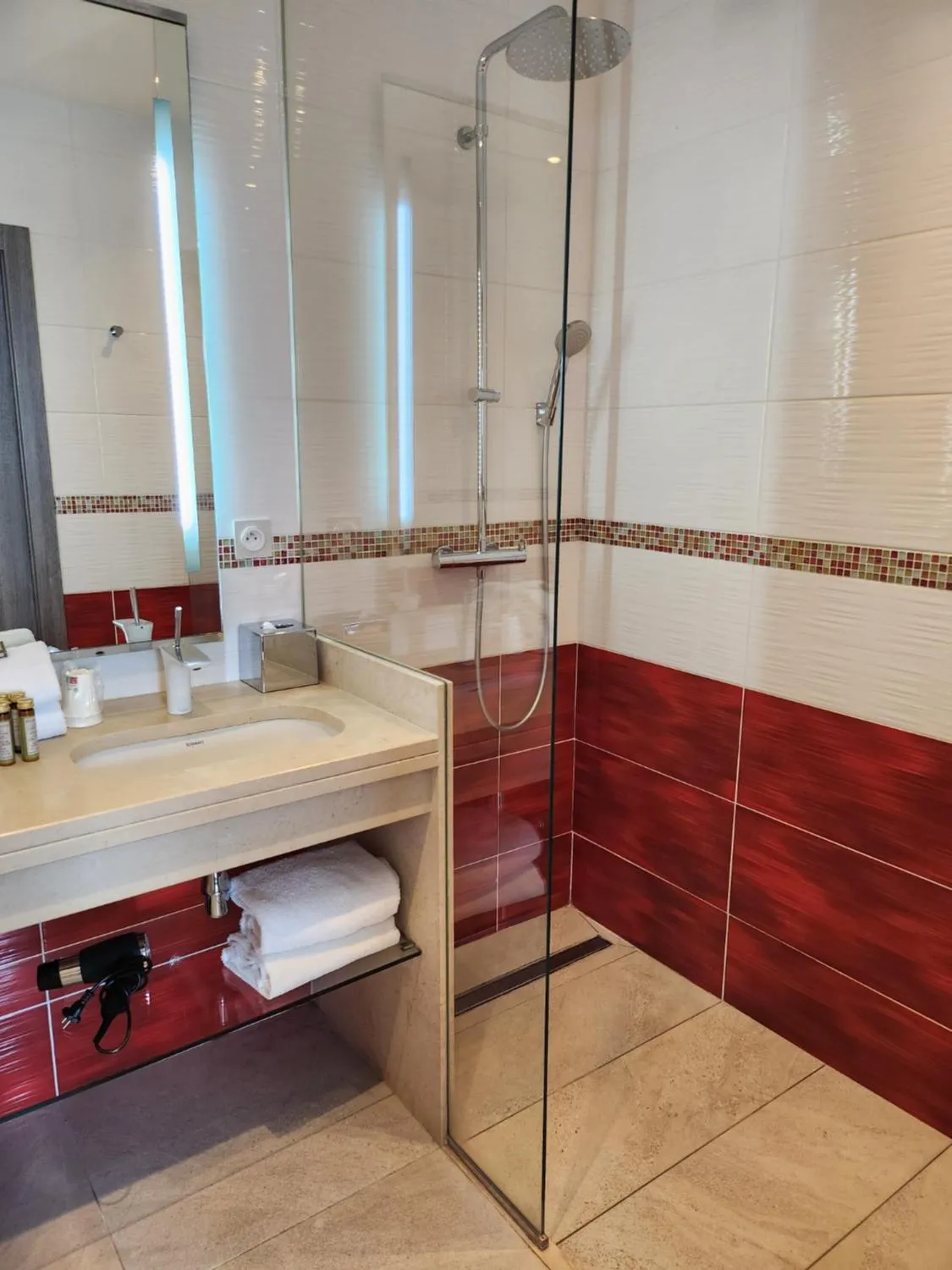 Shower in Kyriad Prestige Lyon Est - Saint Priest Eurexpo Hotel and SPA