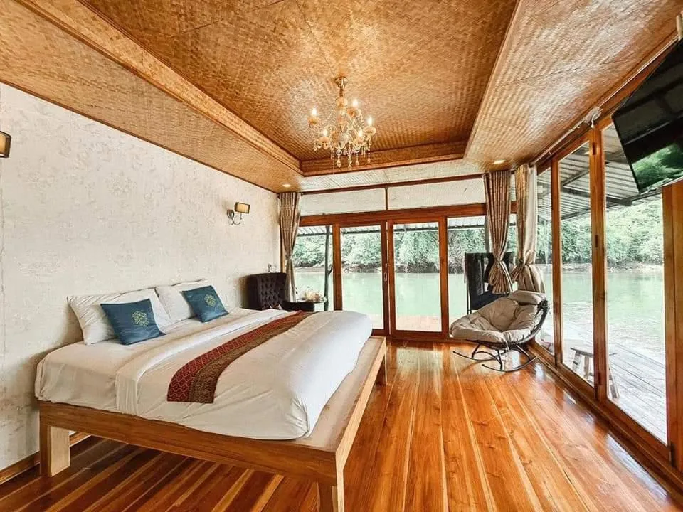 Bed in Kodaun River Kwai Resort