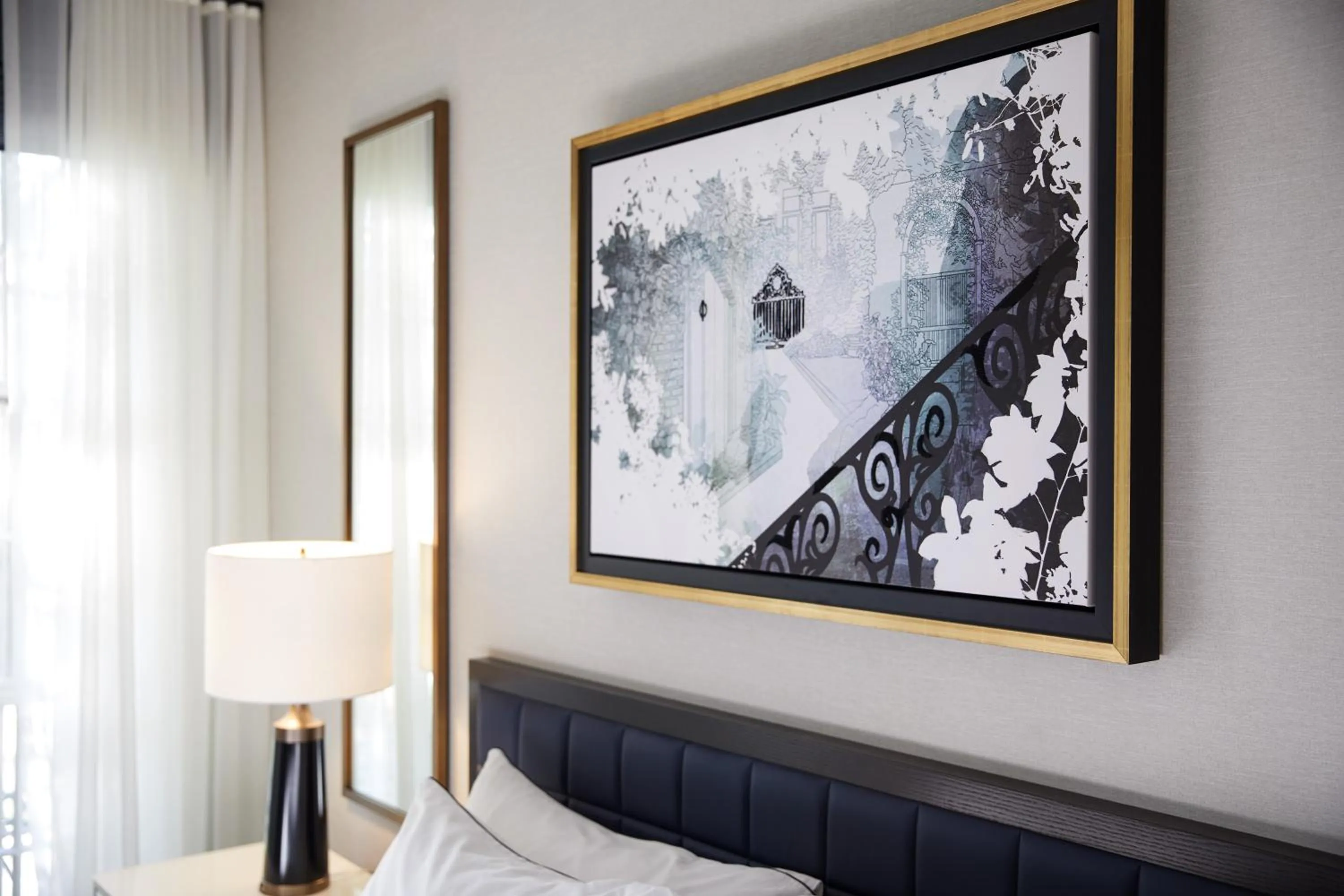 Decorative detail, Bed in The Whitney Hotel Boston