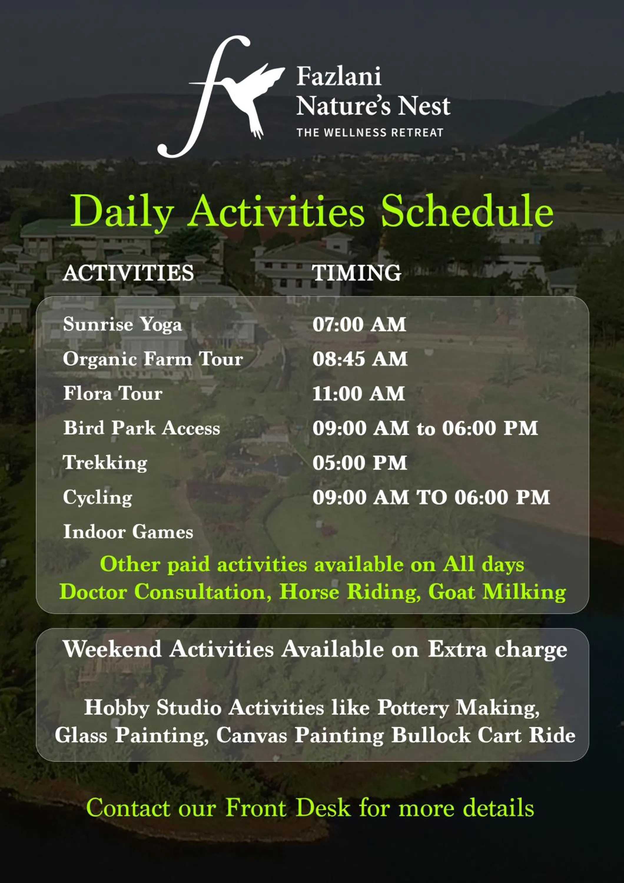 Activities in Fazlani Natures Nest - The Wellness Retreat