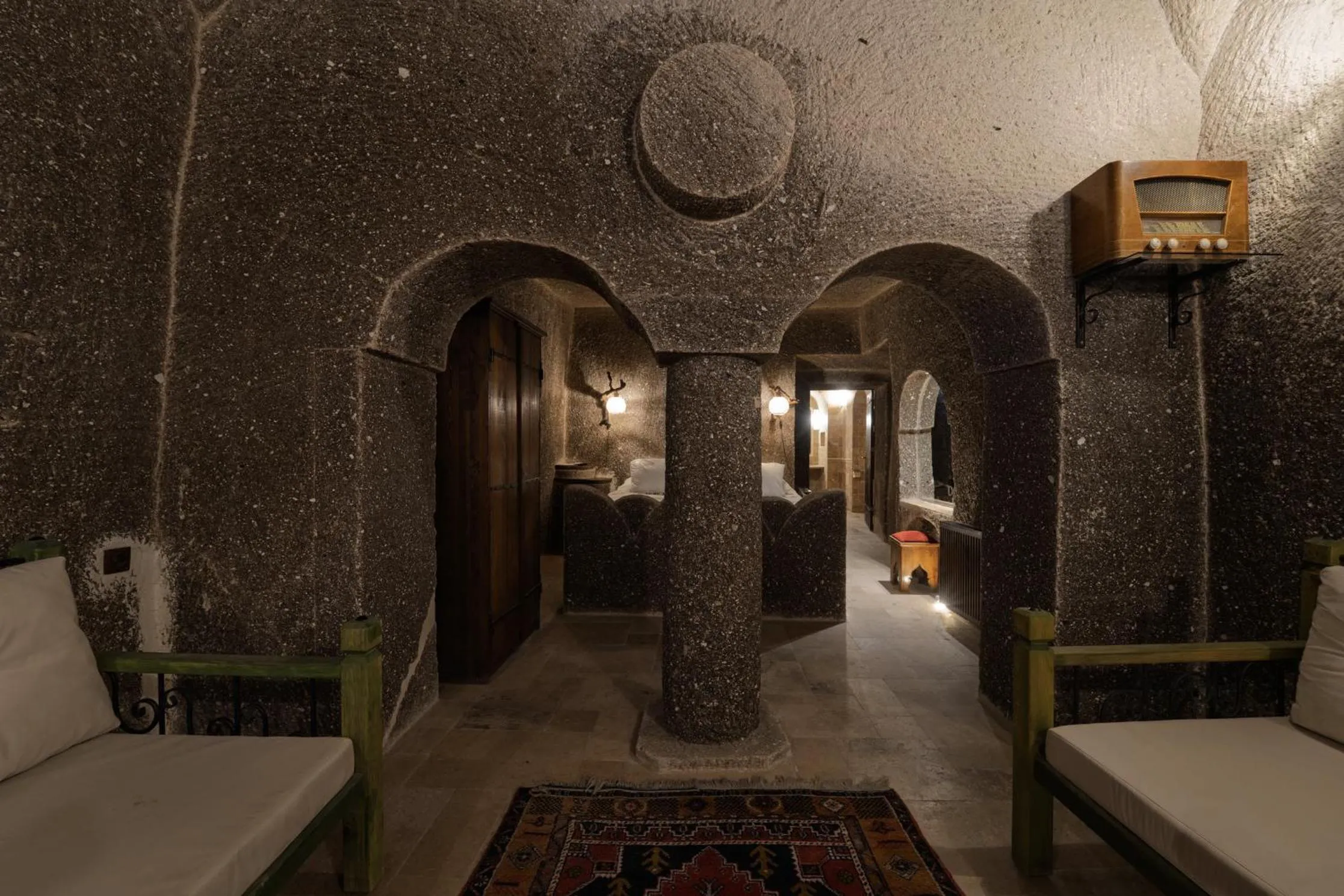Seating area in Grand Cave Suites