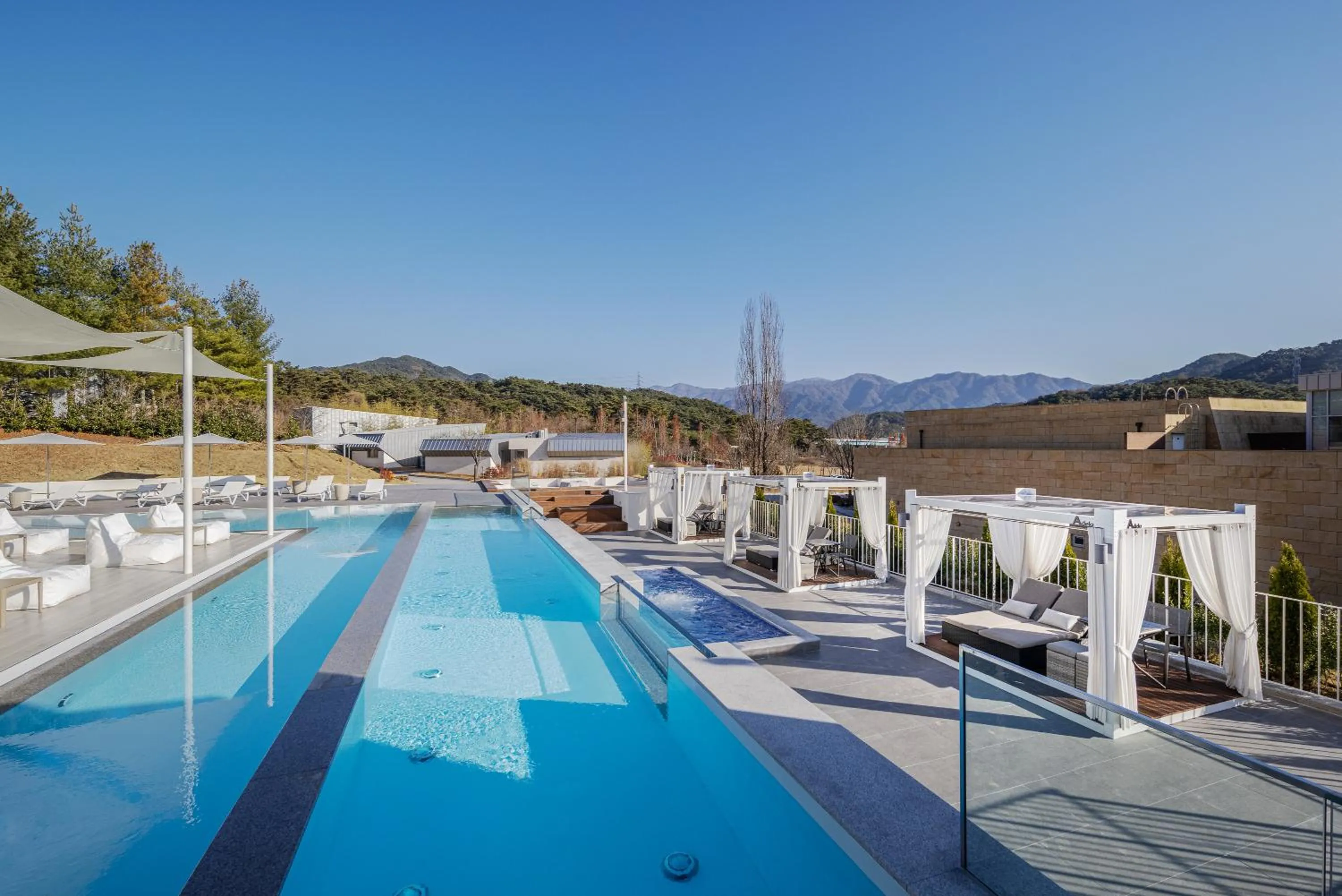 Pool view in The Suites Hotel Namwon