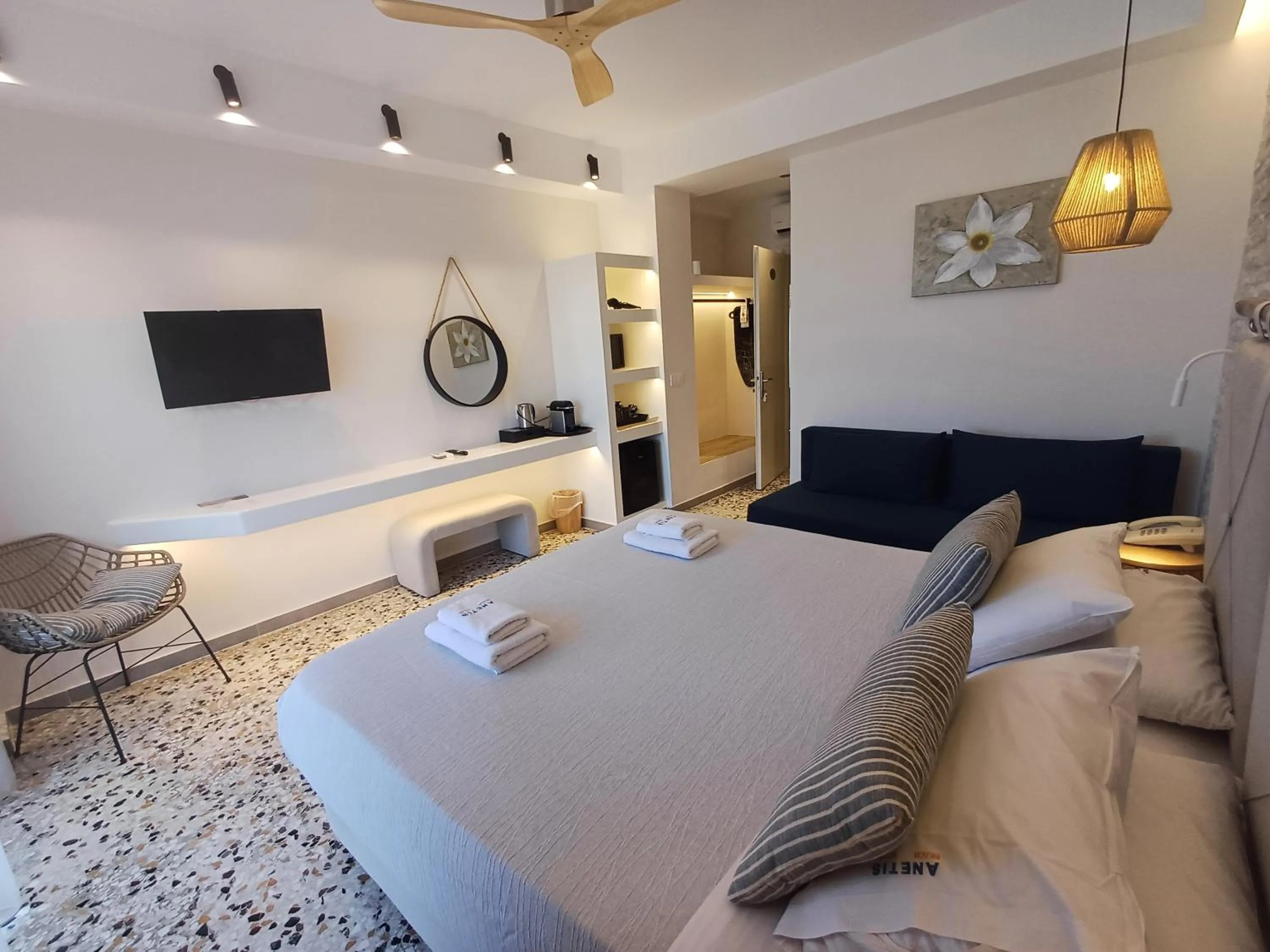 Bed in Anetis Beach Hotel