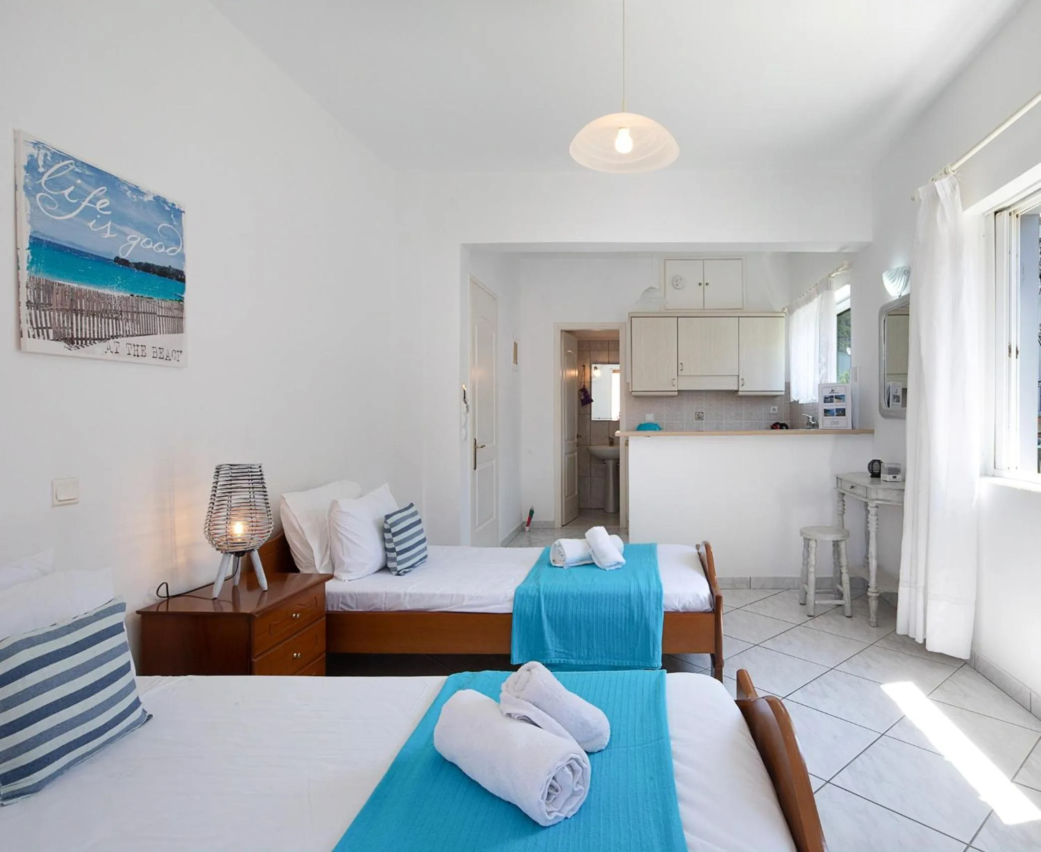 Bed in Irini Apartments and Studios