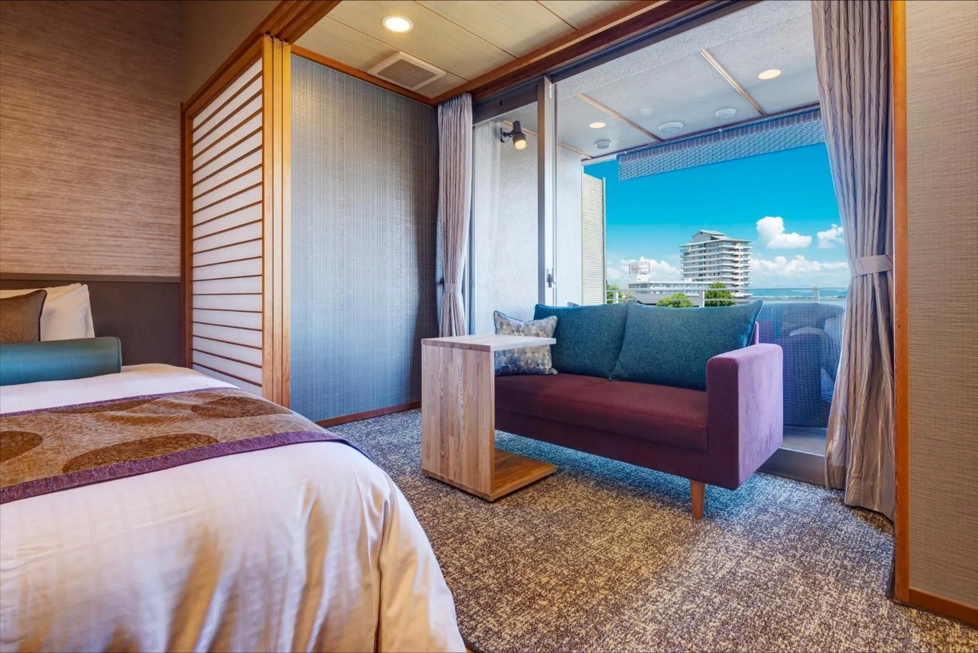 View (from property/room), Bed in Biwako Ryokusuitei