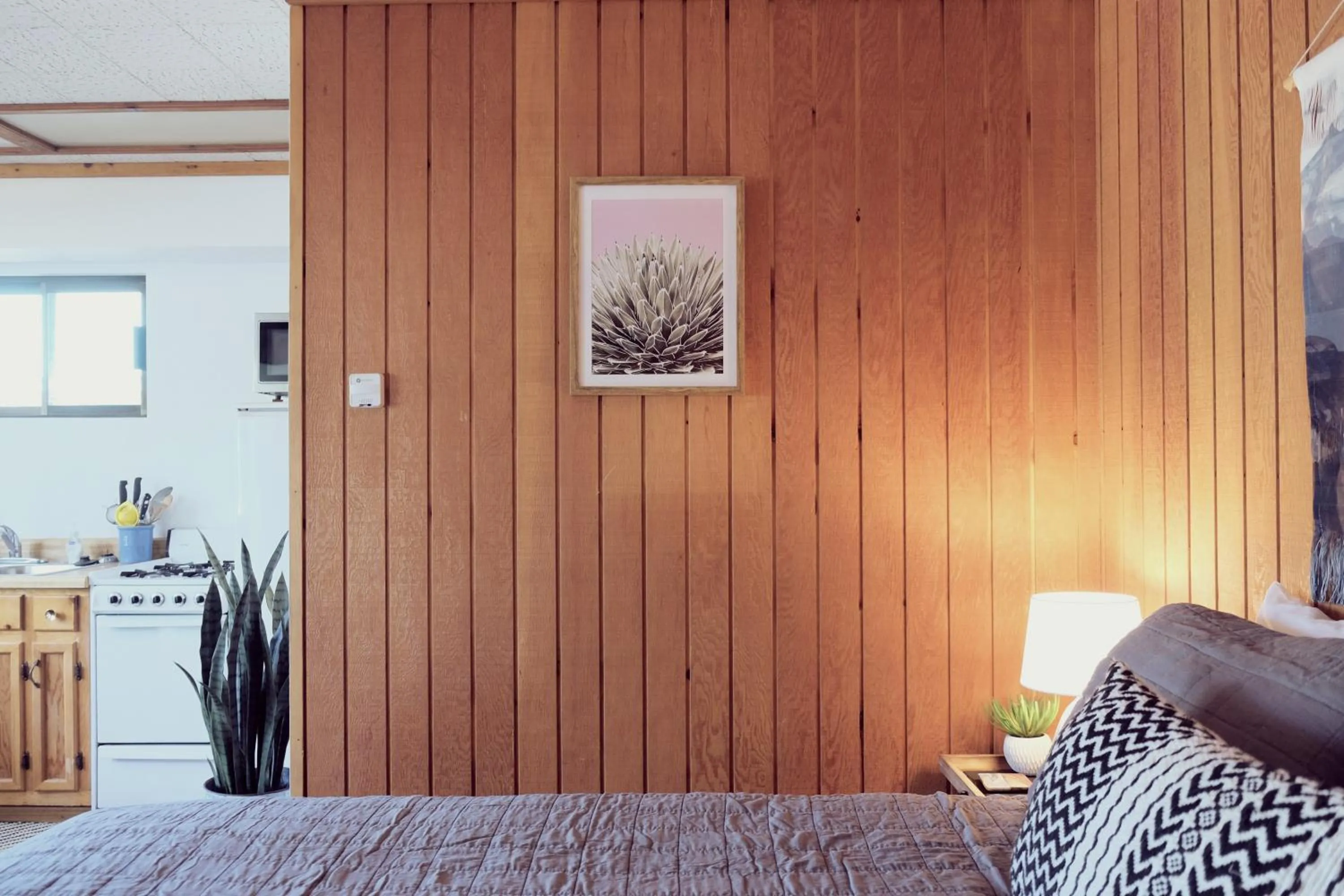 Bed in Lake Front Cabins