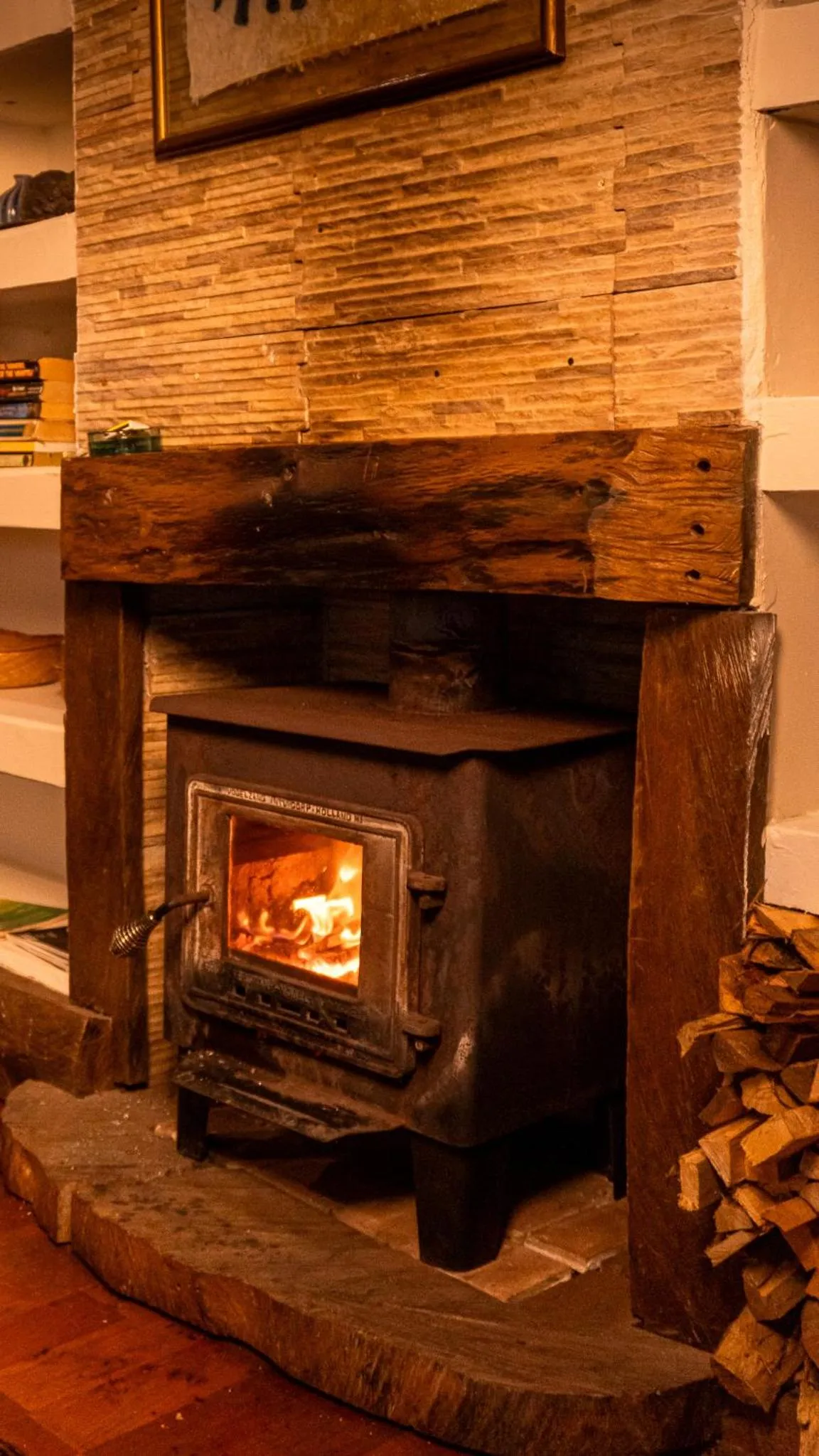 fireplace in Poas Volcano Lodge