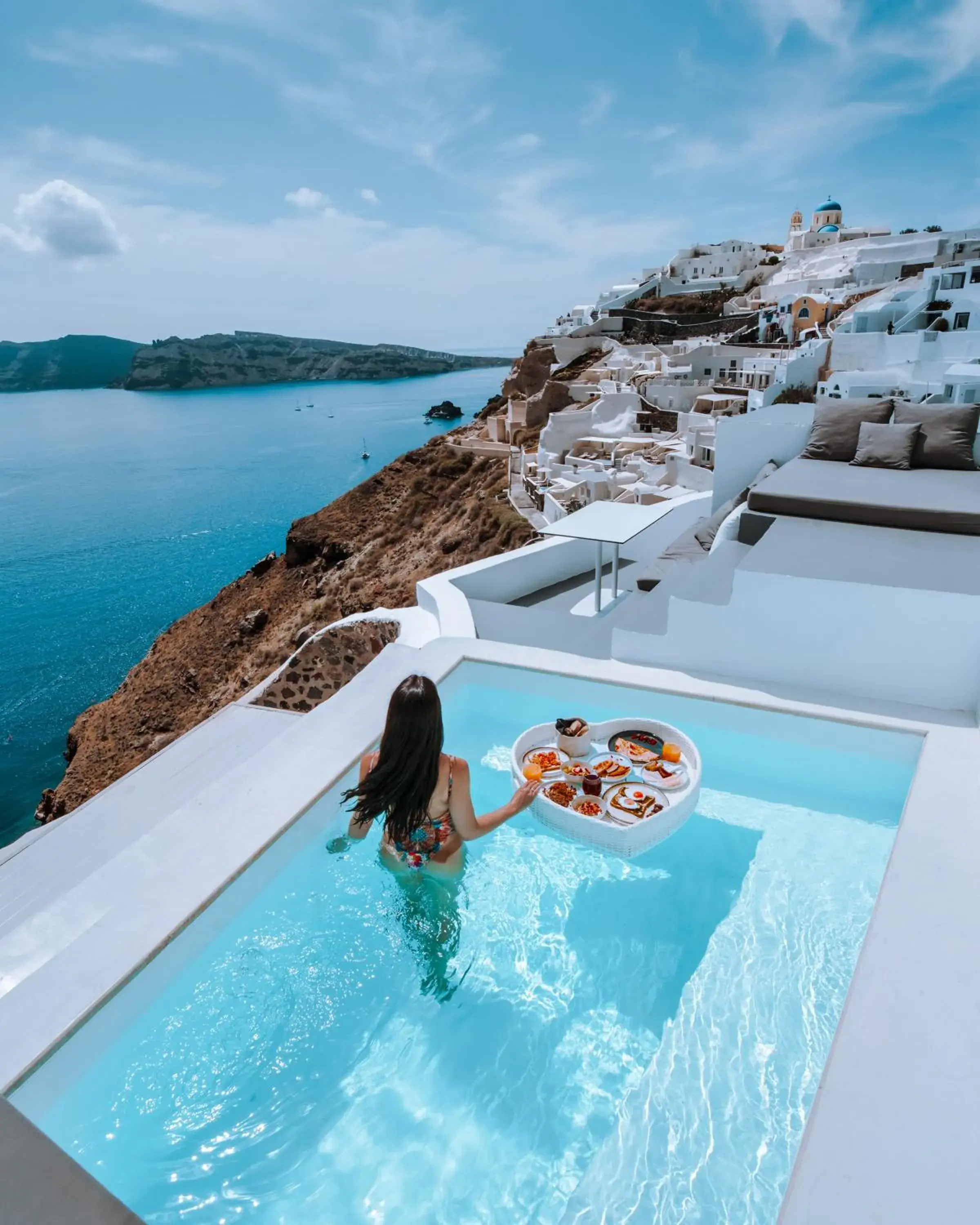 Echoes Suite with private outdoor heated plunge pool- semi outdoor hot tub and Caldera View in Echoes Luxury Suites Echoes Suite with private outdoor heated plunge pool- semi outdoor hot tub and Caldera View in Echoes Luxury Suites