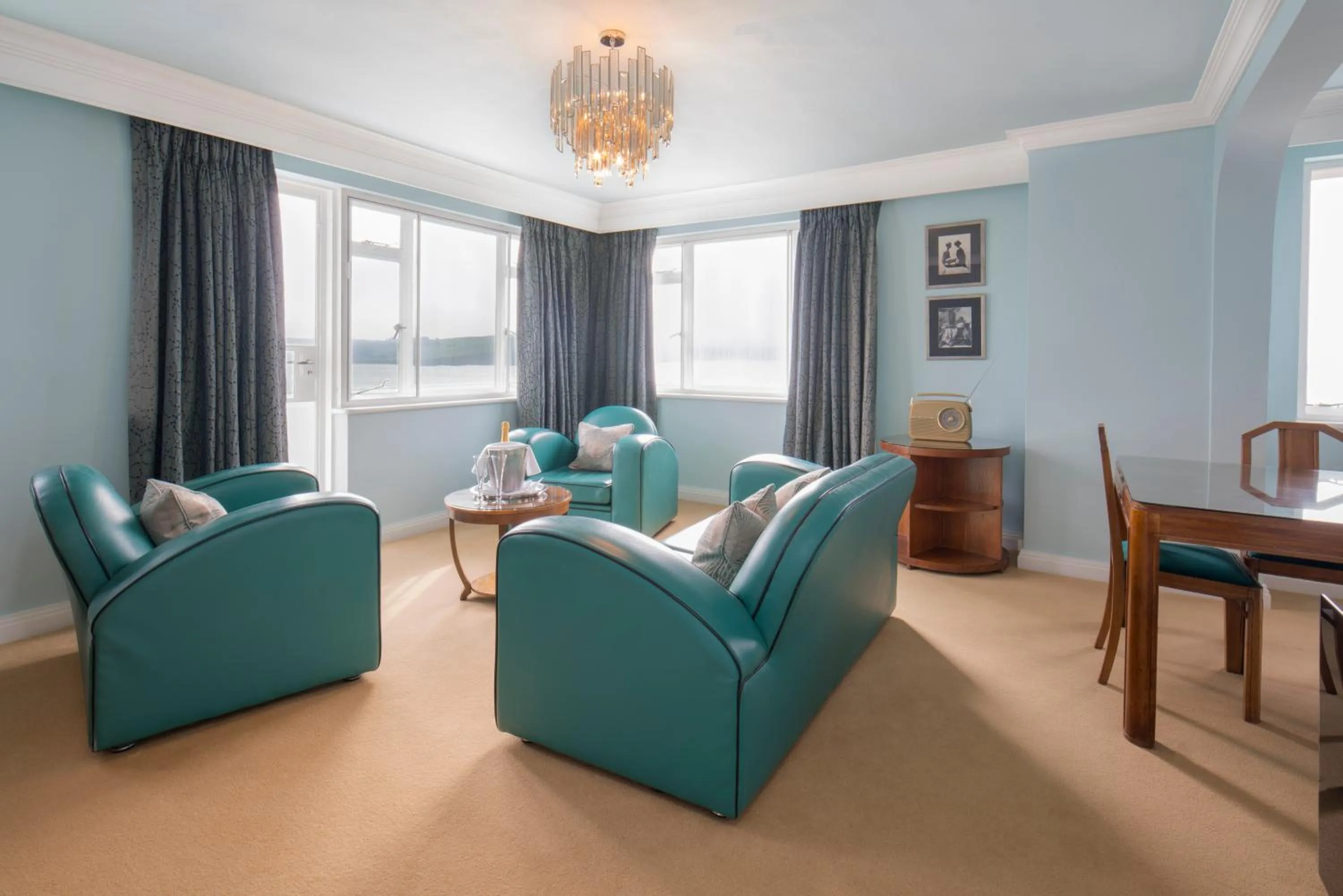 Seating area in Burgh Island Hotel