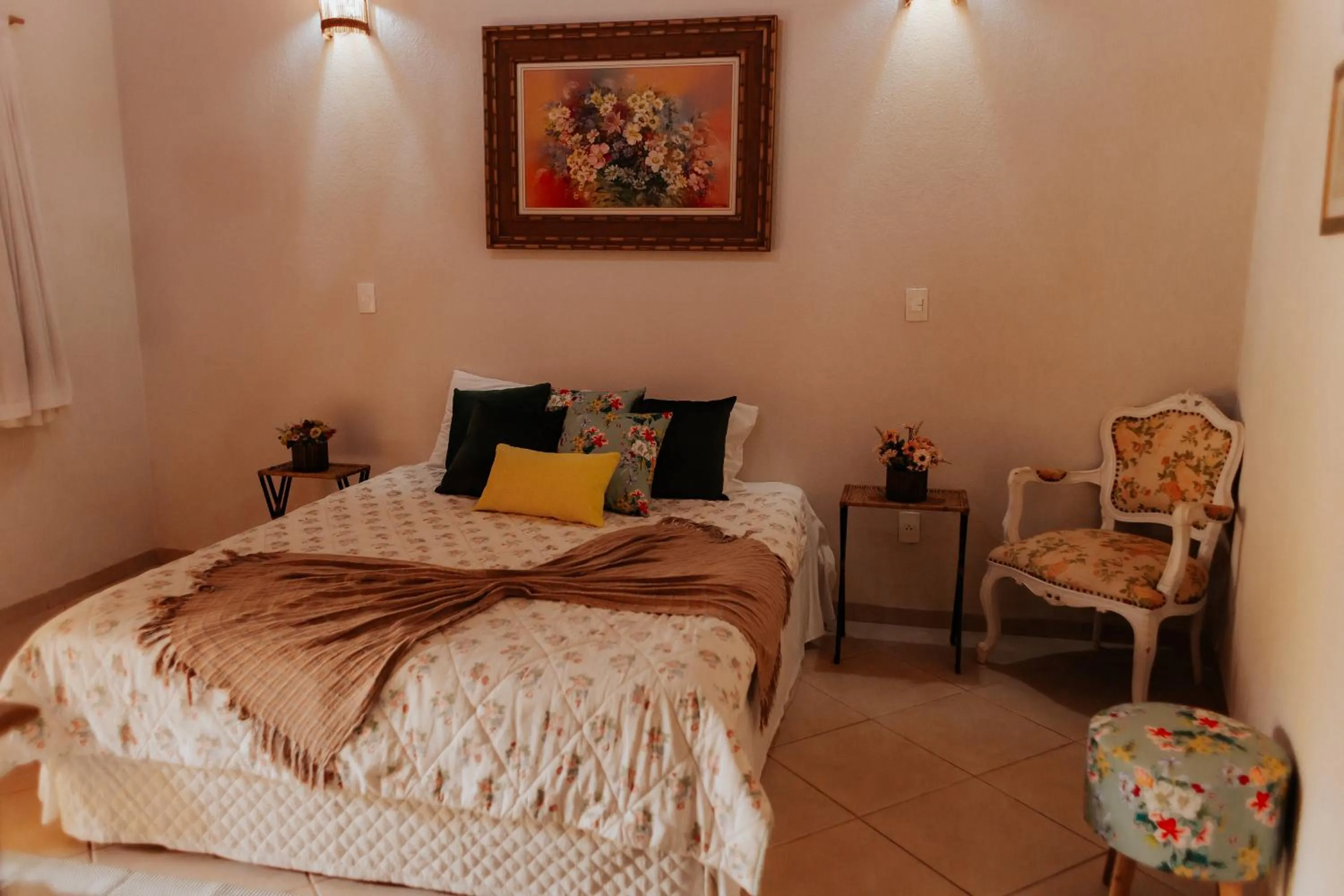 Bed in Hotel Pousada Chalé das Flores