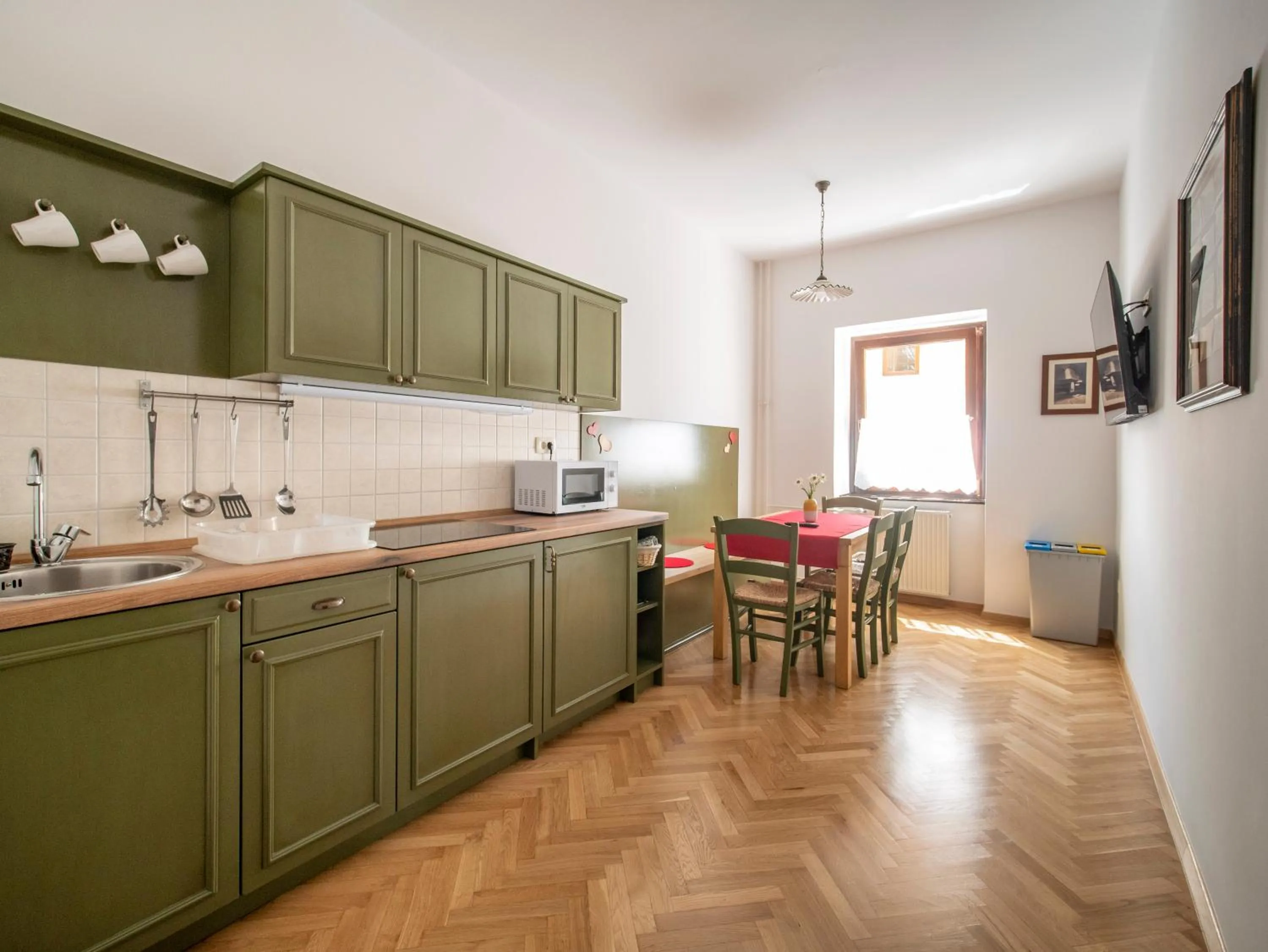 Kitchen or kitchenette in Berghi Hotel and Apartments