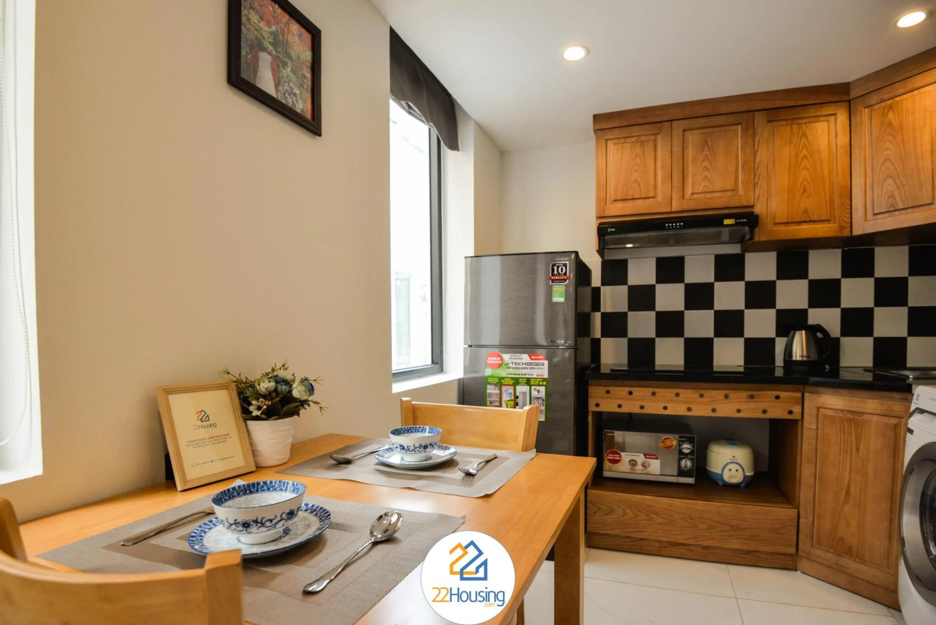 Kitchen or kitchenette in 22Housing luxury Hotel & Residence 39 Linh Lang