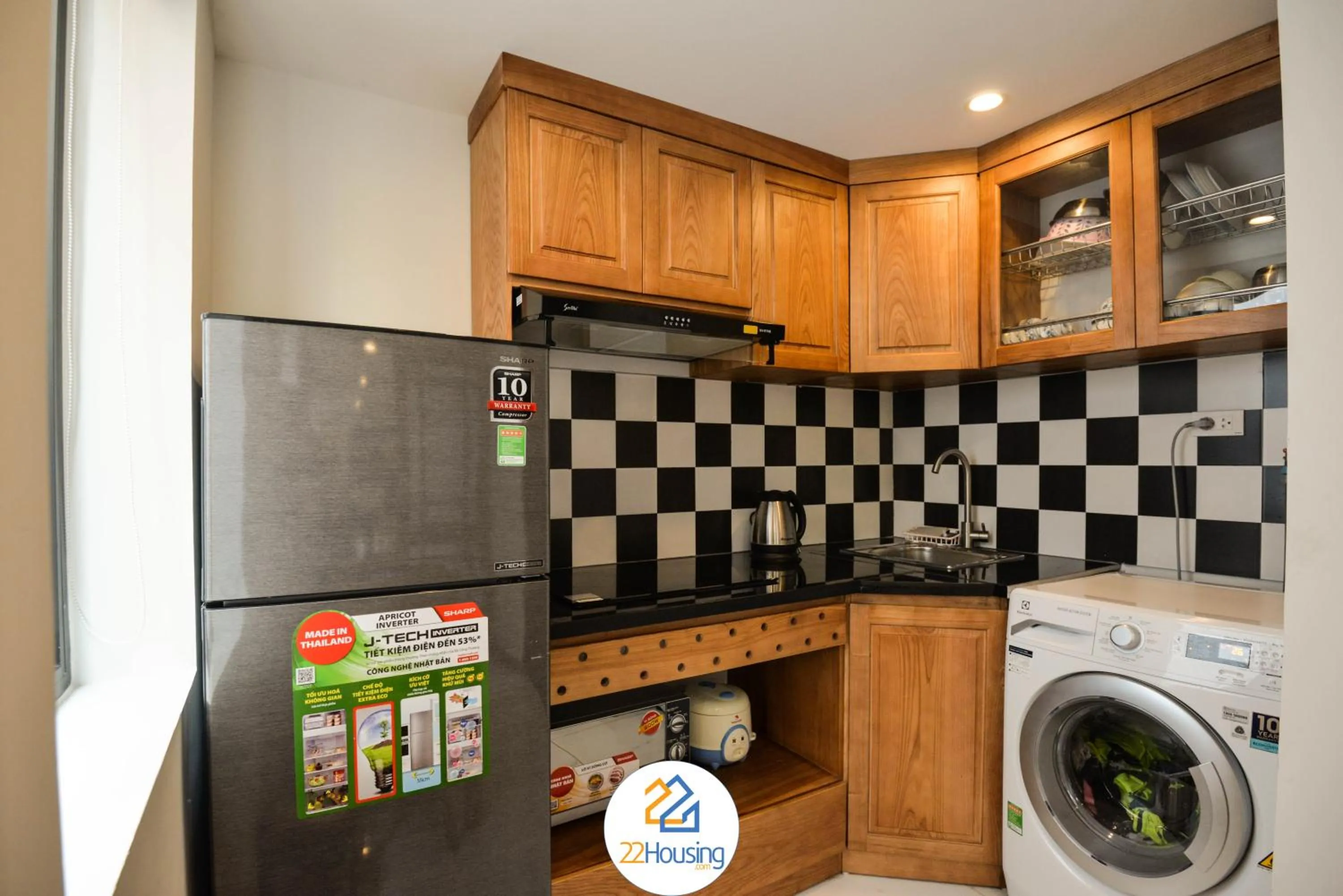 Kitchen or kitchenette in 22Housing luxury Hotel & Residence 39 Linh Lang