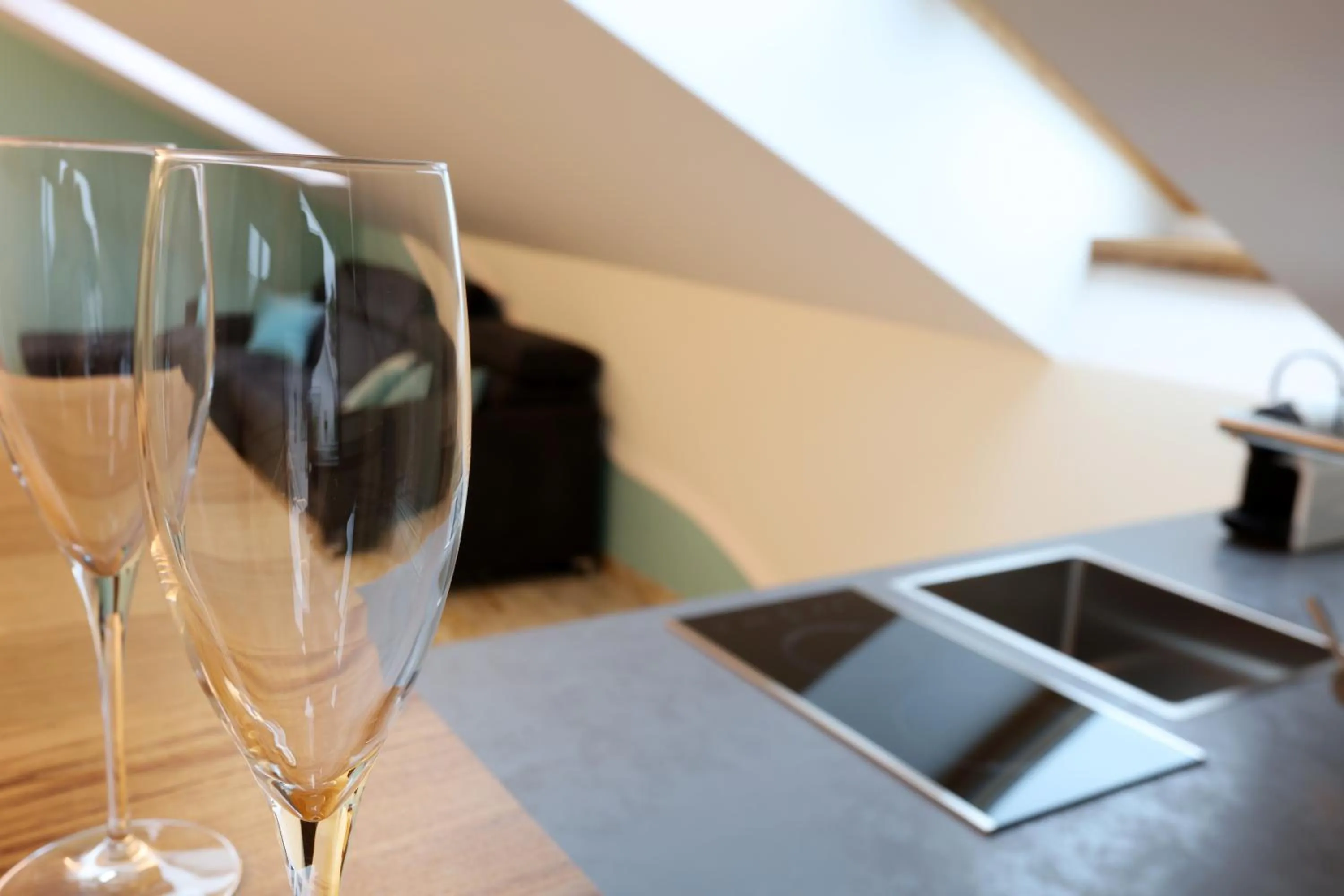 Kitchen or kitchenette in Gästehaus Alte Glaserei