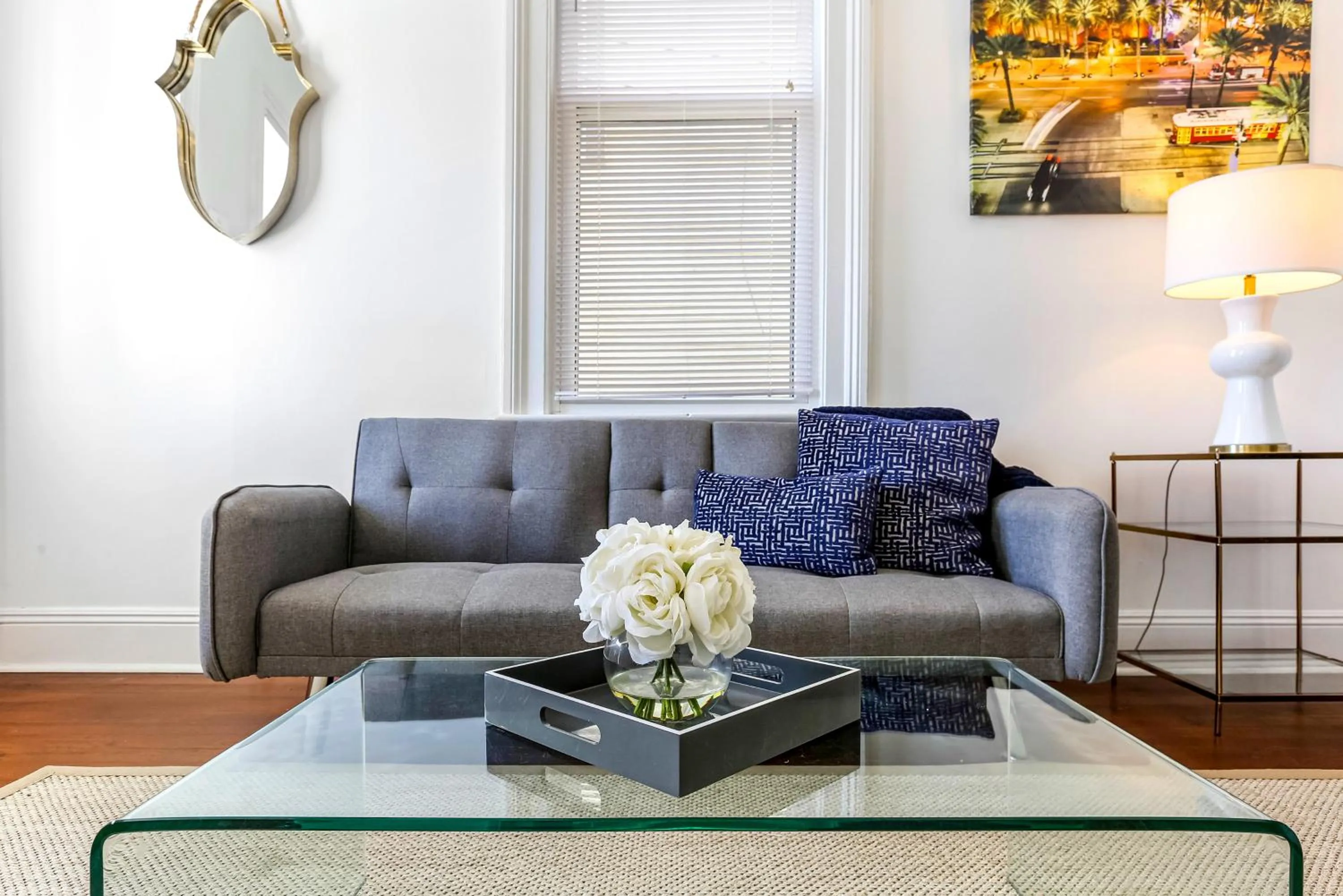 Living room in Private 2BR in Uptown by Hosteeva