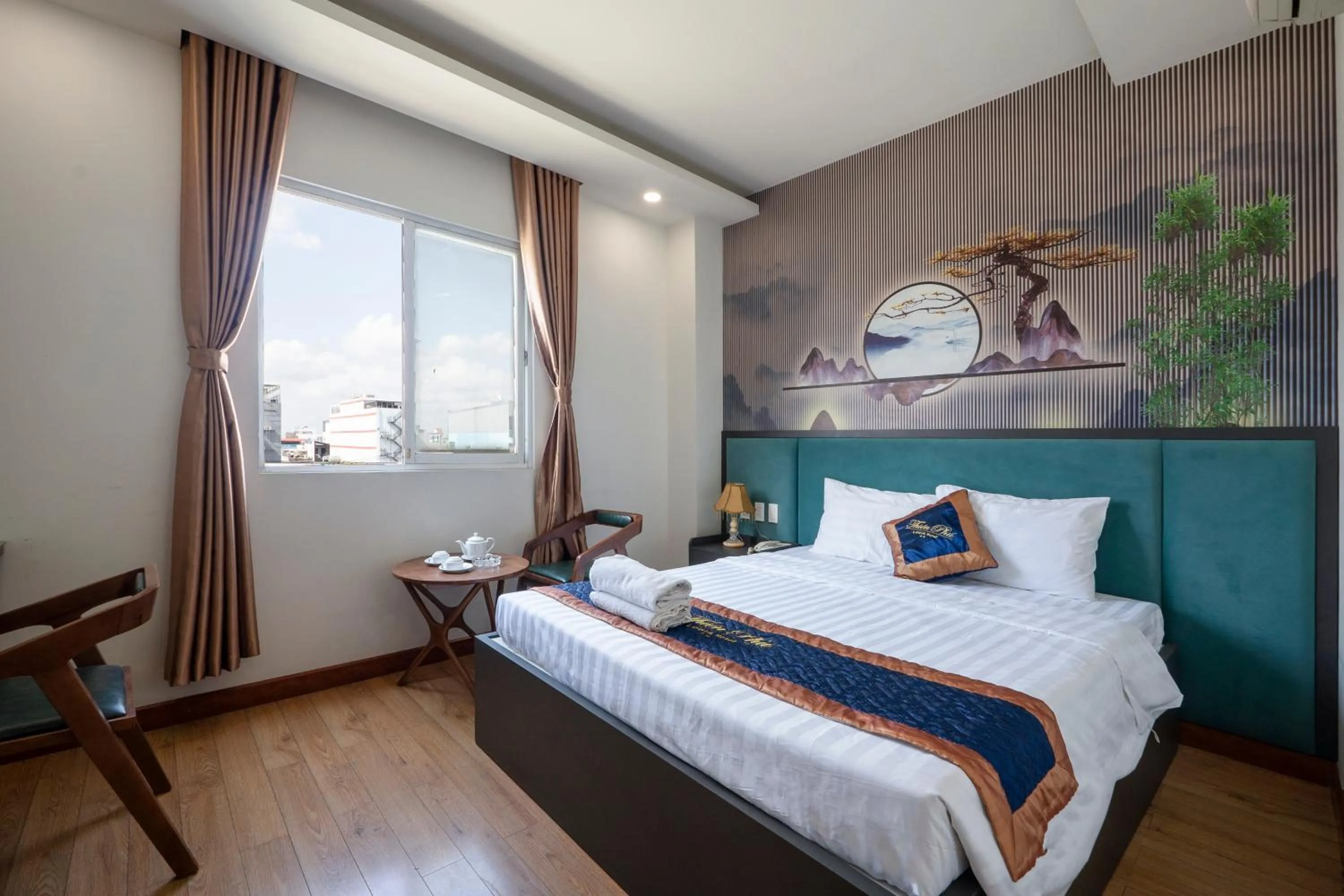 View (from property/room), Bed in Thien Phu Logia Hotel