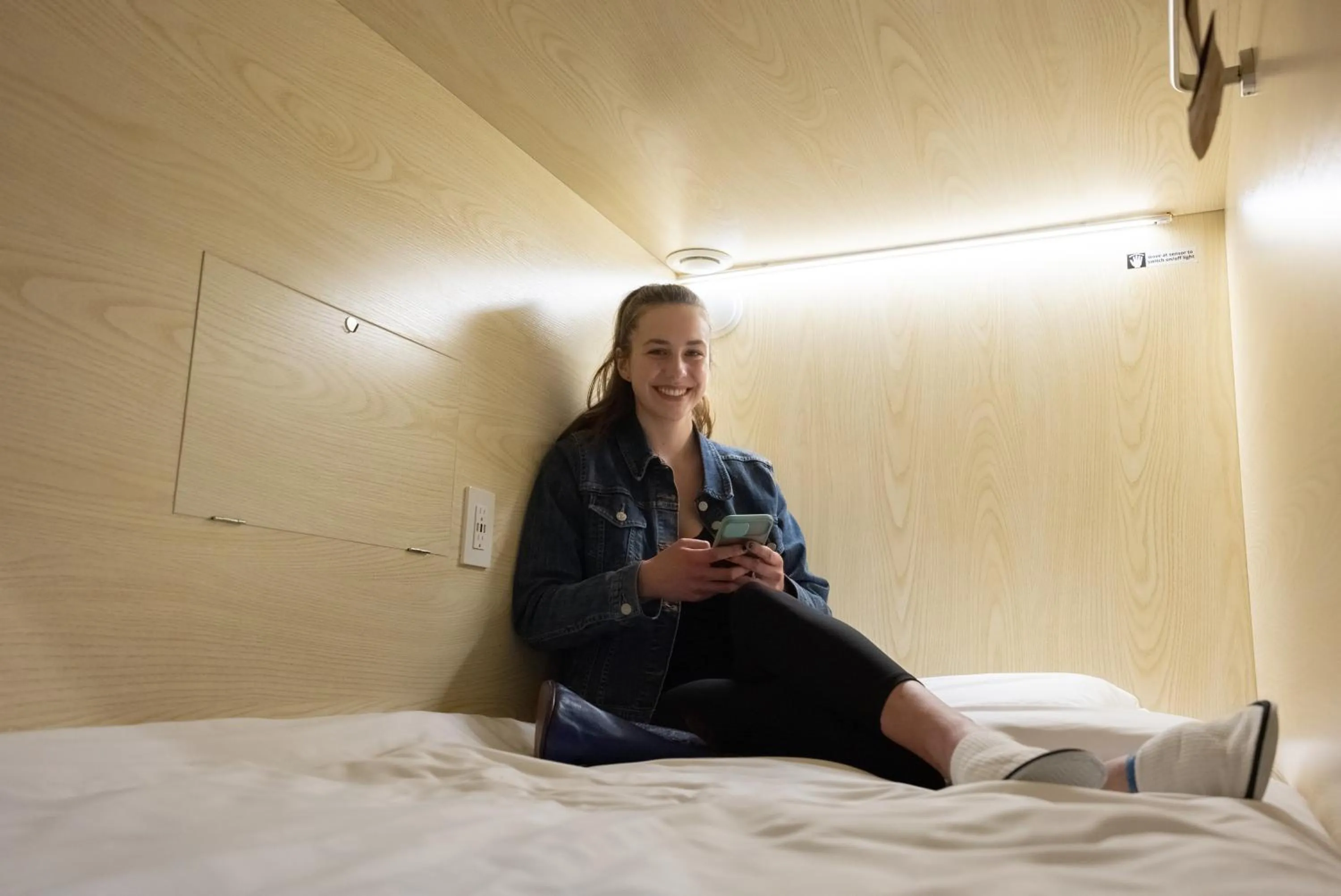 Bed in Panda Pod Hotel