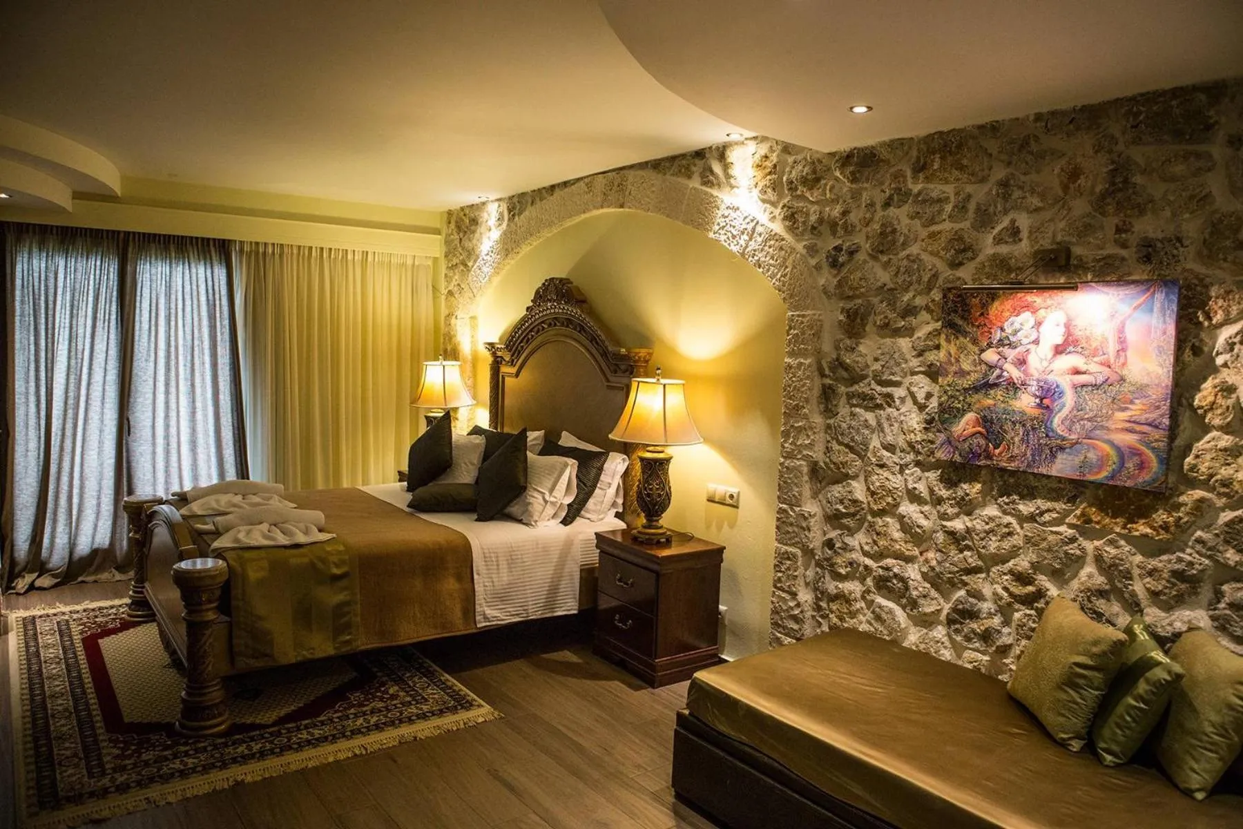 Bed in Archontopetra Boutique Hotel