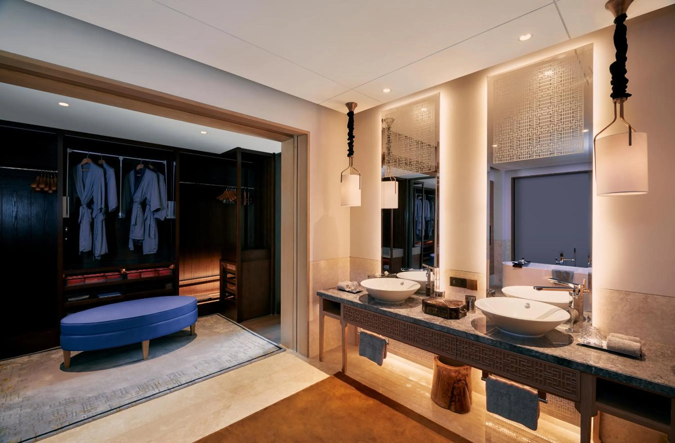 Bathroom, Bed in Capella Tufu Bay, Hainan