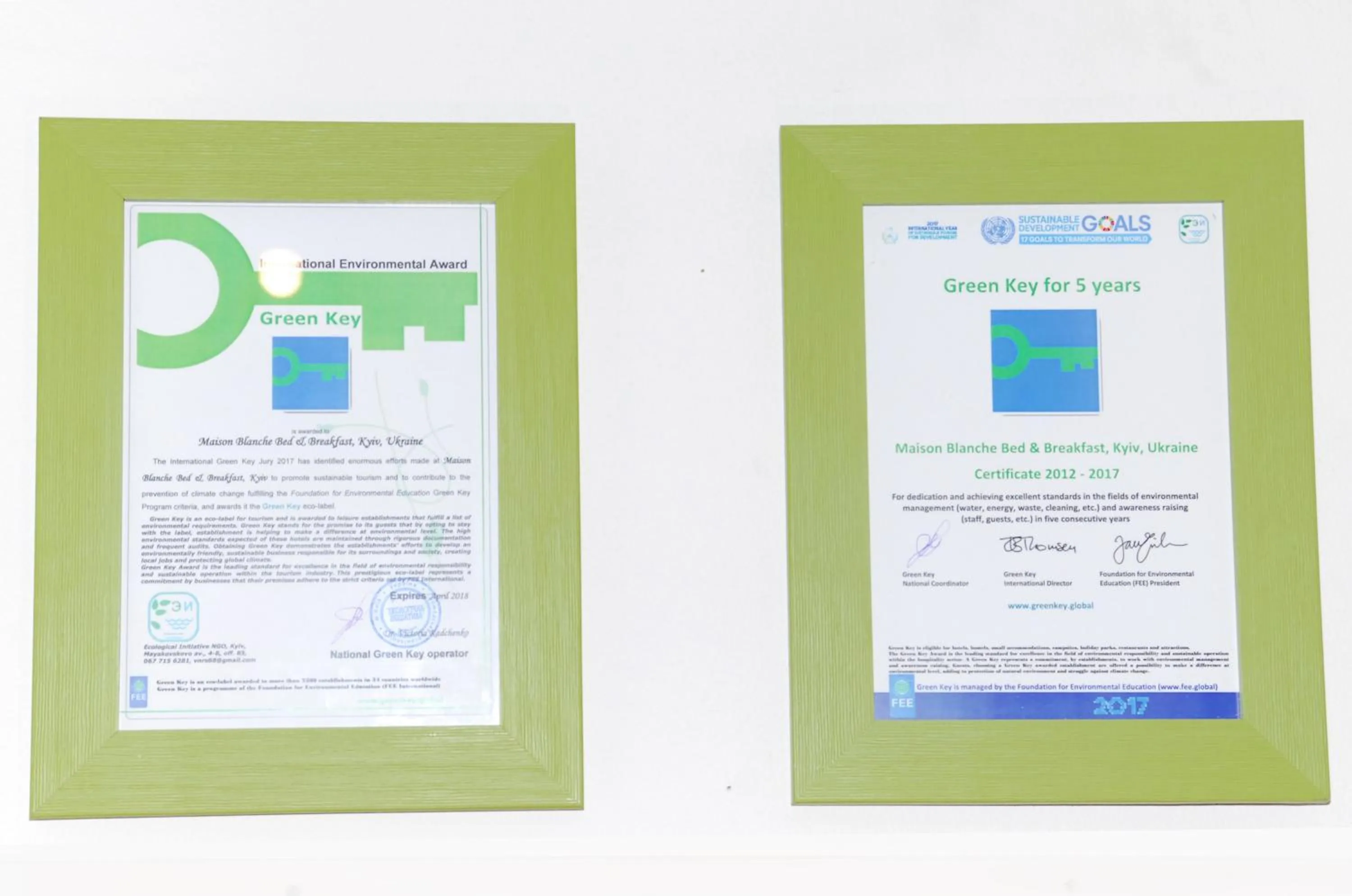Certificate/Award in Maison Blanche Kyiv city center