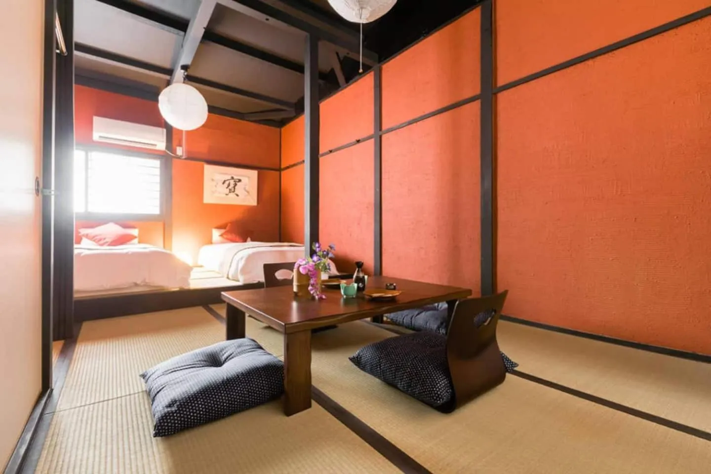 Living room, Bed in NAKAZ Machiya , Osaka Umeda