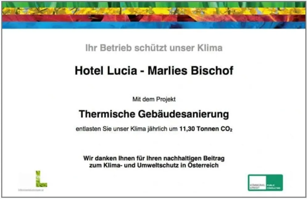 Certificate/Award in Hotel Lucia - 3 Sterne Superior