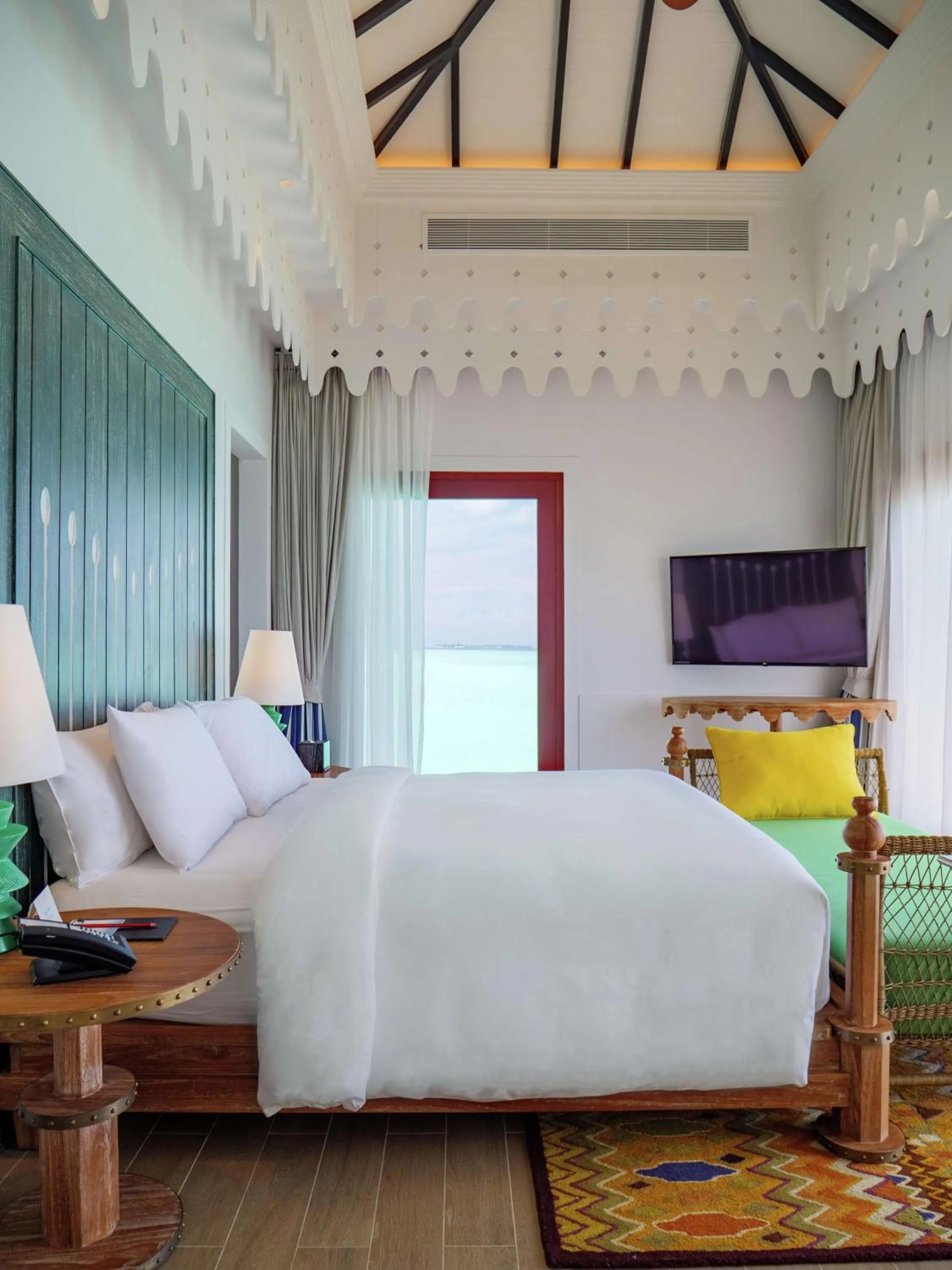 Bedroom, Bed in SAii Lagoon Maldives, Curio Collection By Hilton