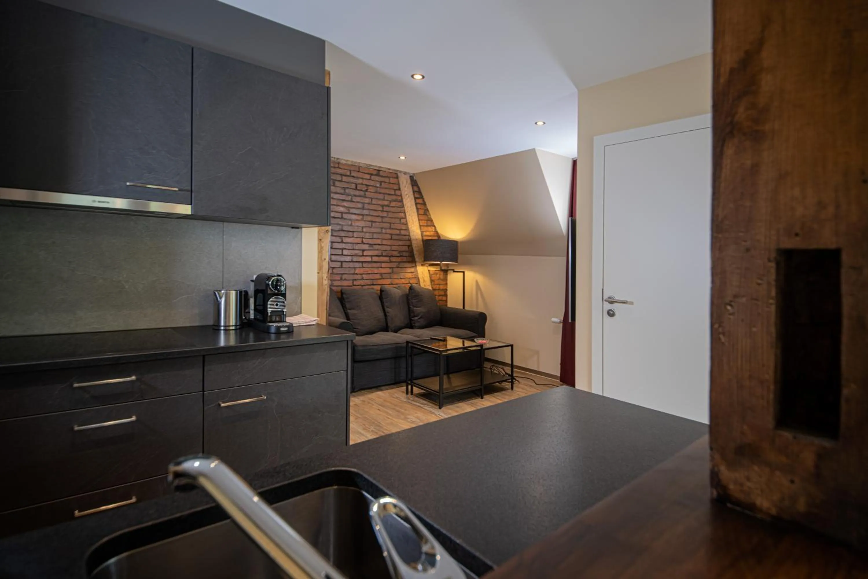 Kitchen or kitchenette in Swiss Inn & Apartments
