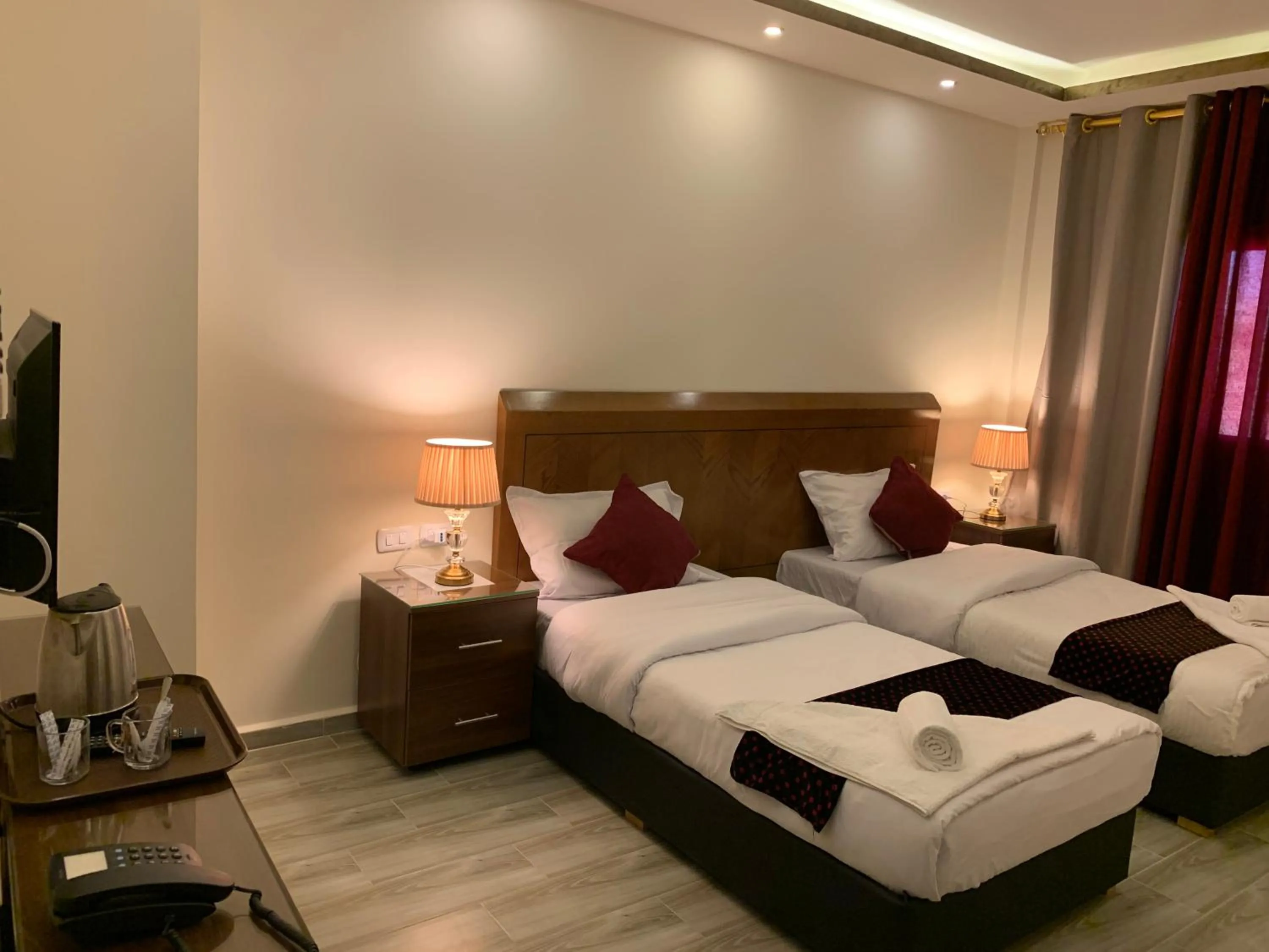 Bed in Petra Sky Hotel