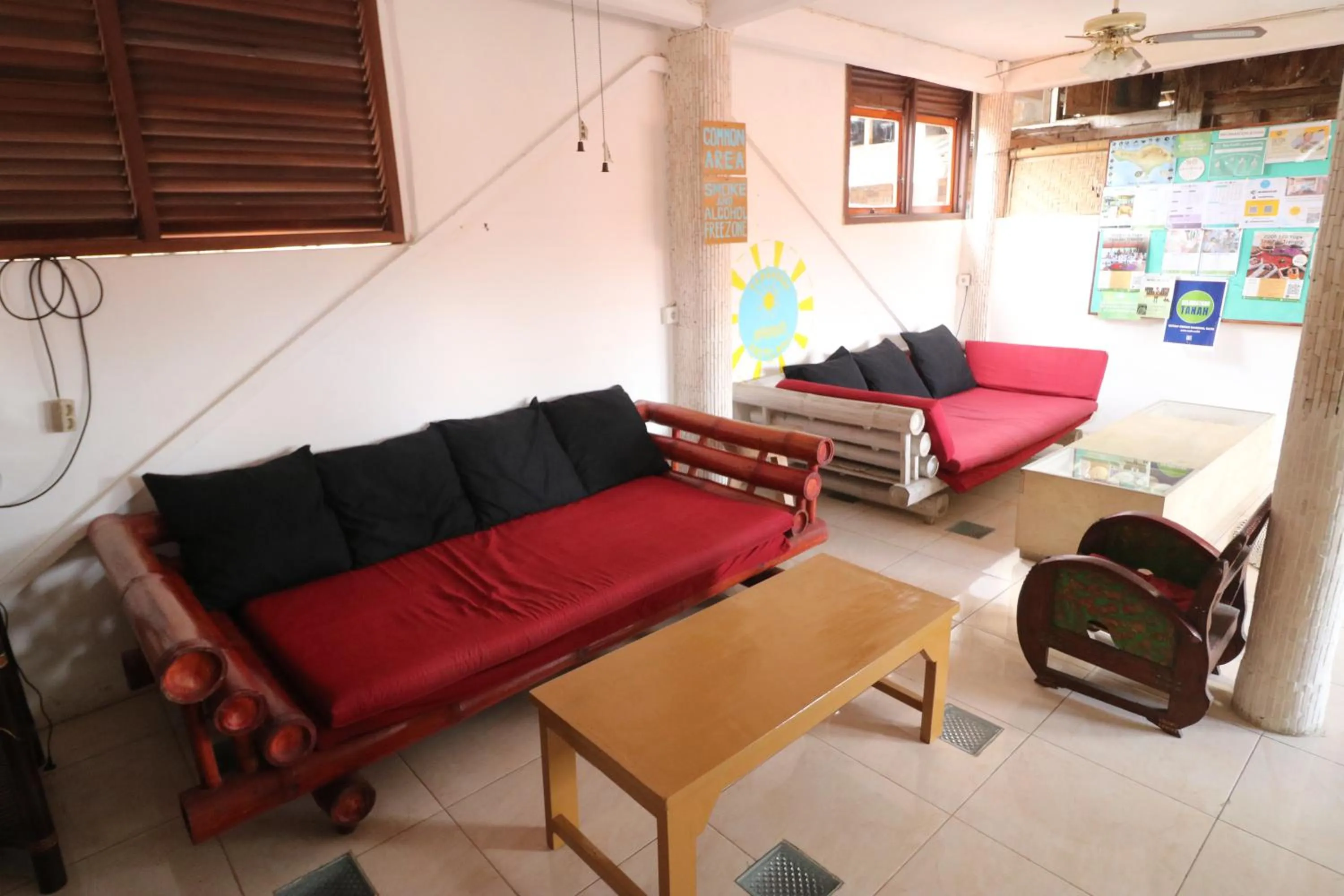 Seating area in Seabreeze Hostel Bali